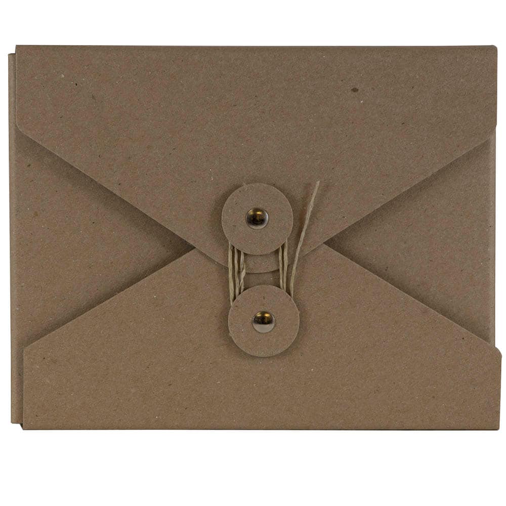 JAM Paper Brown Kraft Button &#x26; String Tie Closure Portfolio, 5.25&#x22; x 6.75&#x22;