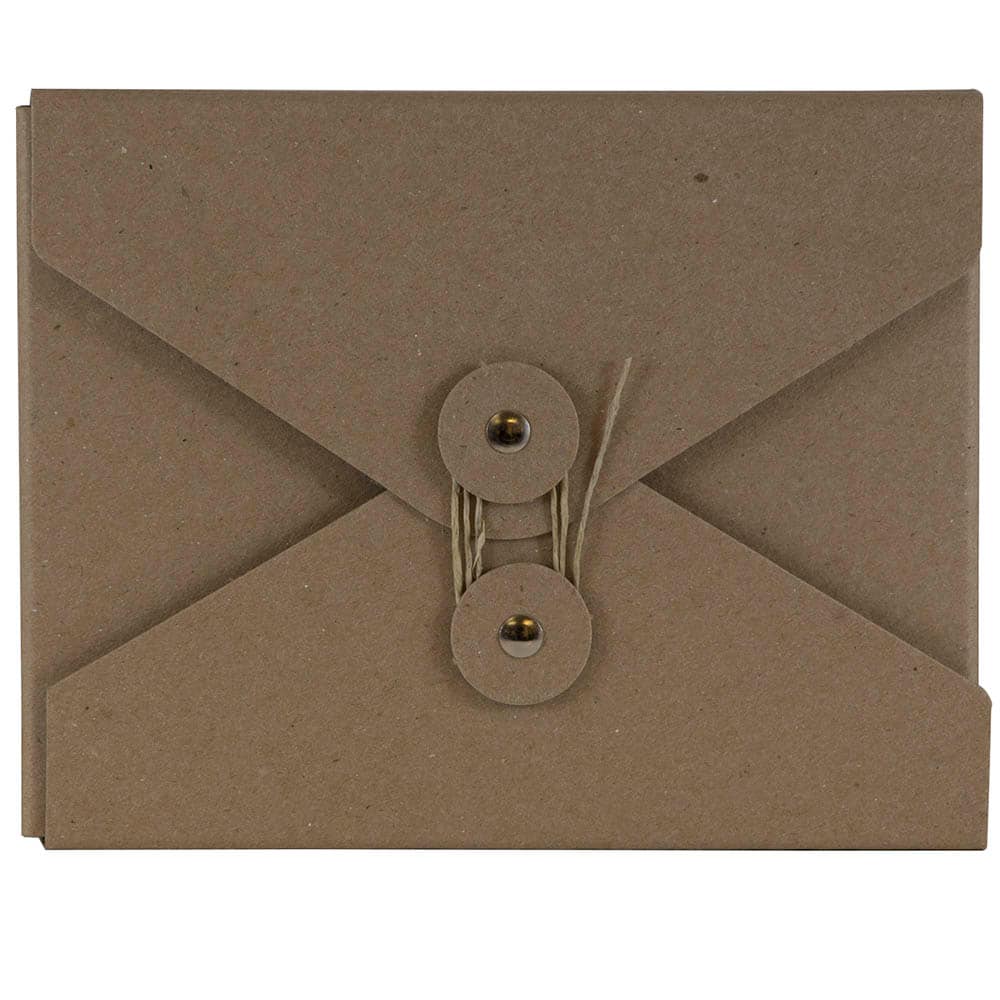 JAM Paper Brown Kraft Button & String Tie Closure Portfolio, 5.25" x 6.75"