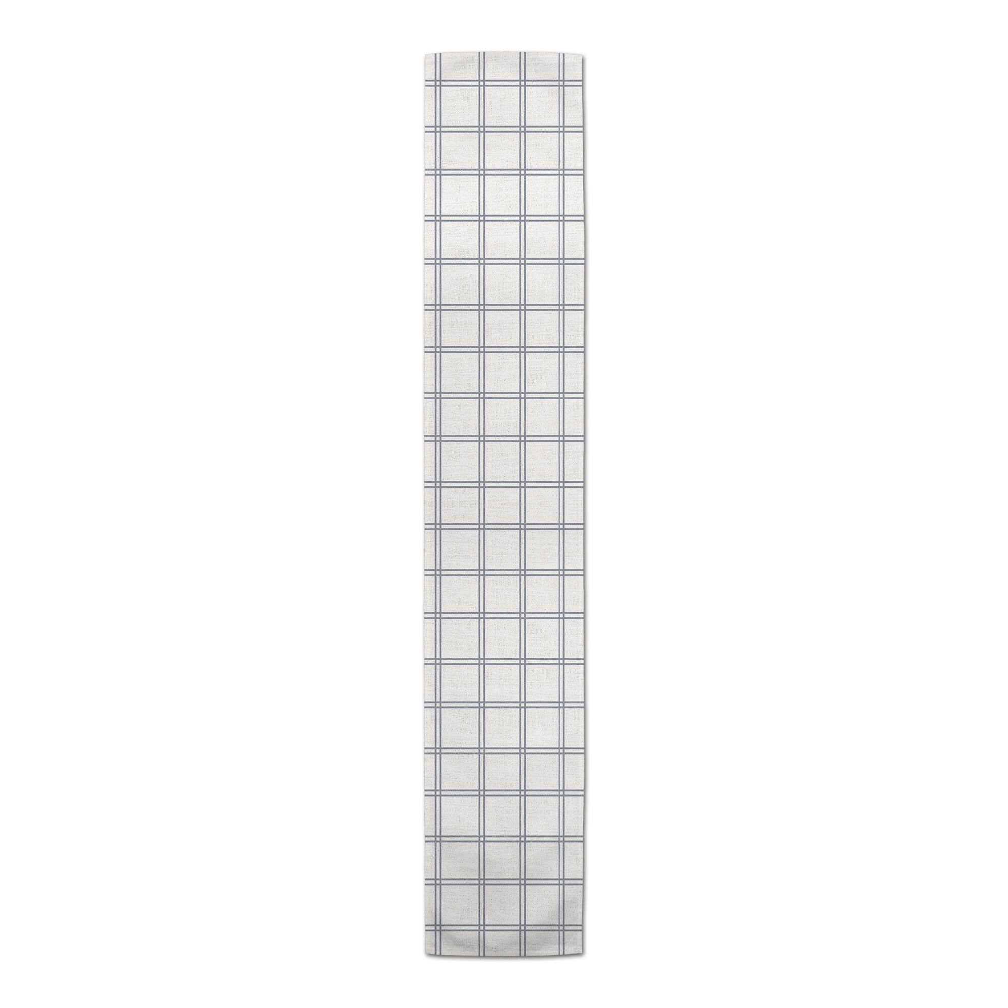 90" Slate Windowpane Pattern Cotton Twill Runner