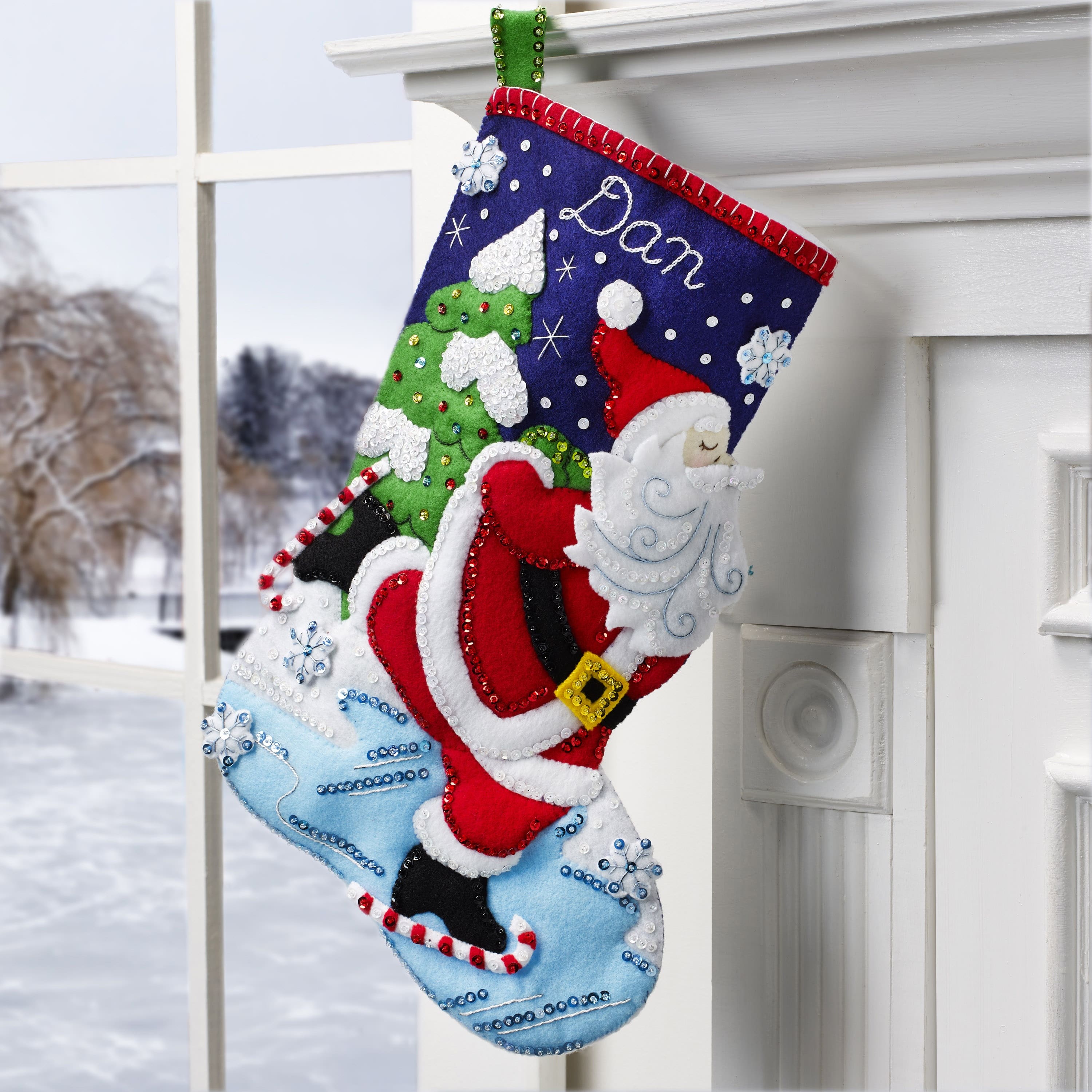 Bucilla&#xAE; Skating Santa Felt Stocking Applique Kit