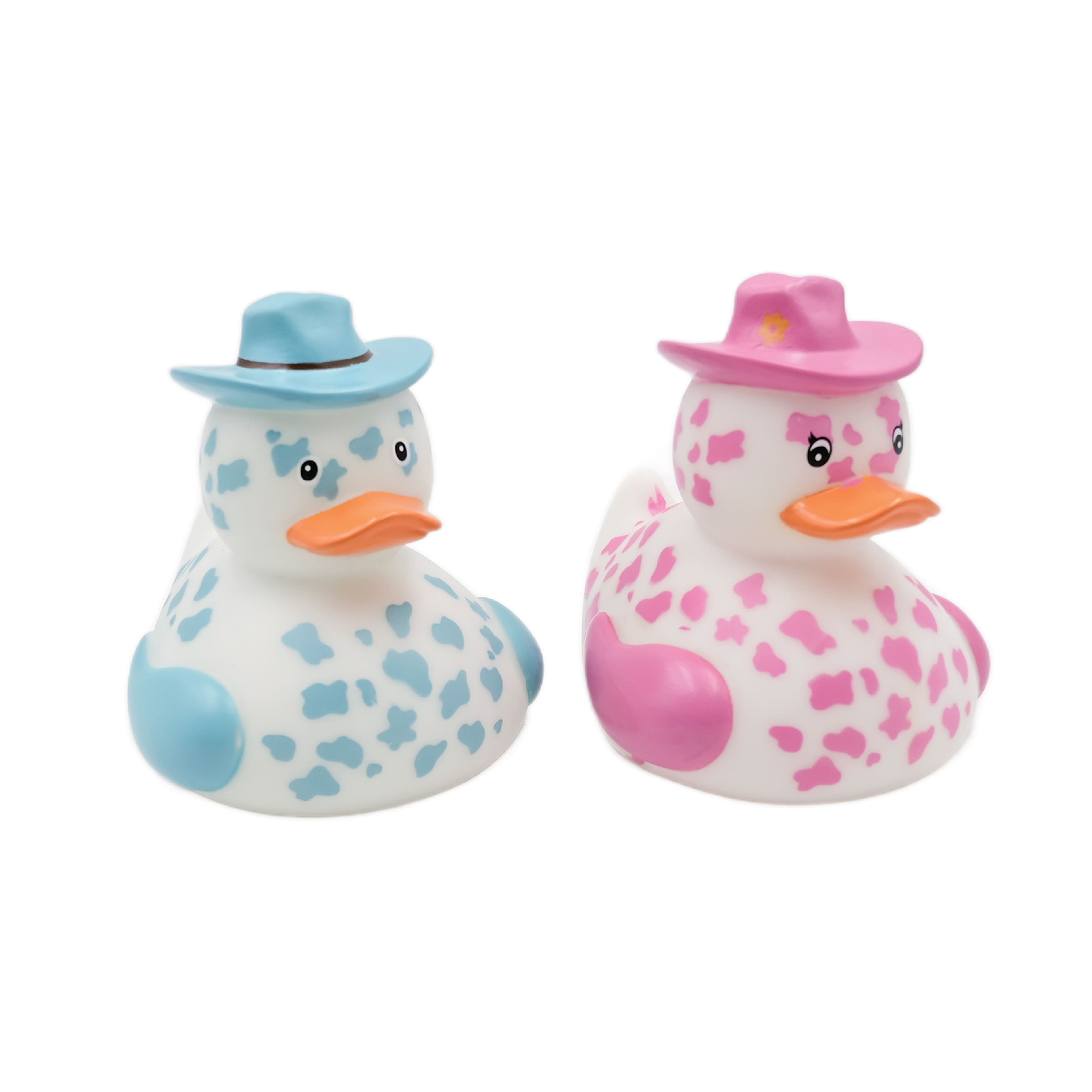 Assorted 4&#x22; Cow Print Rubber Duck with Hat, 1pc. by Fab Finds