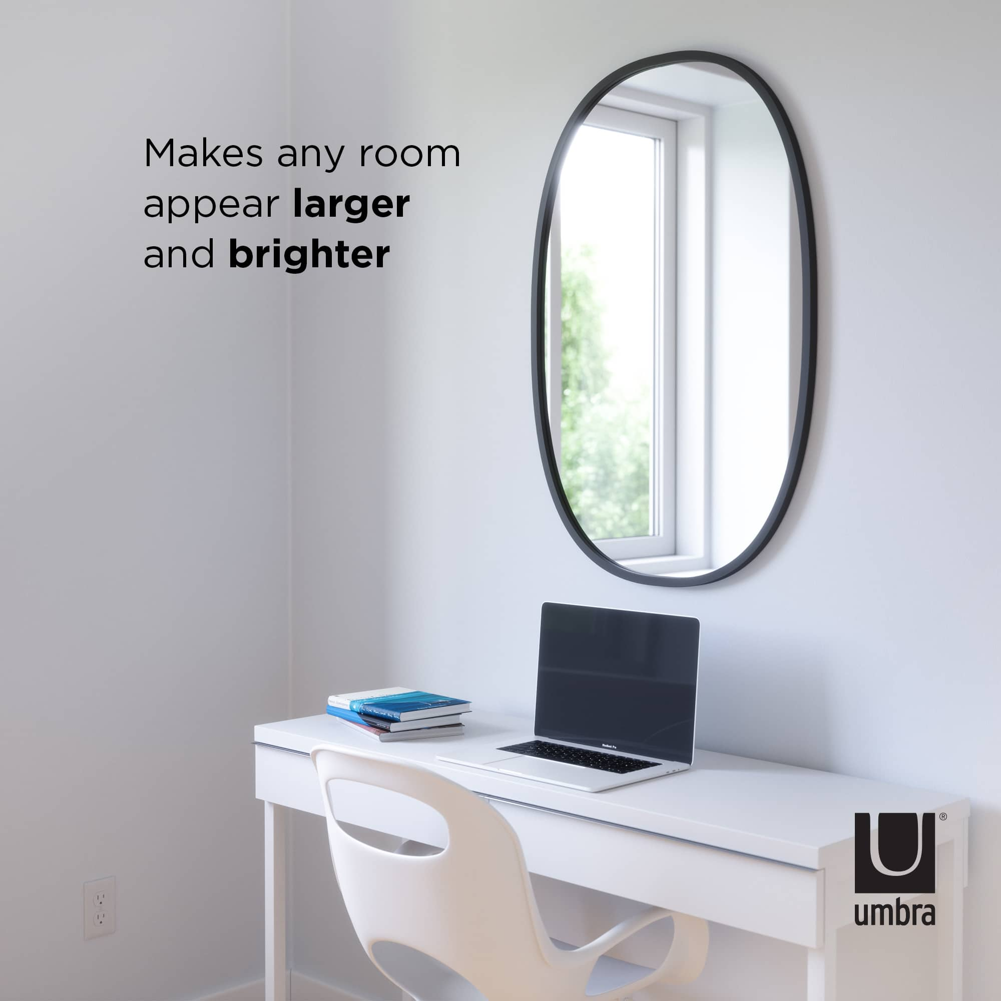 Umbra 36&#x22; Black Hub Oval Wall Mirror