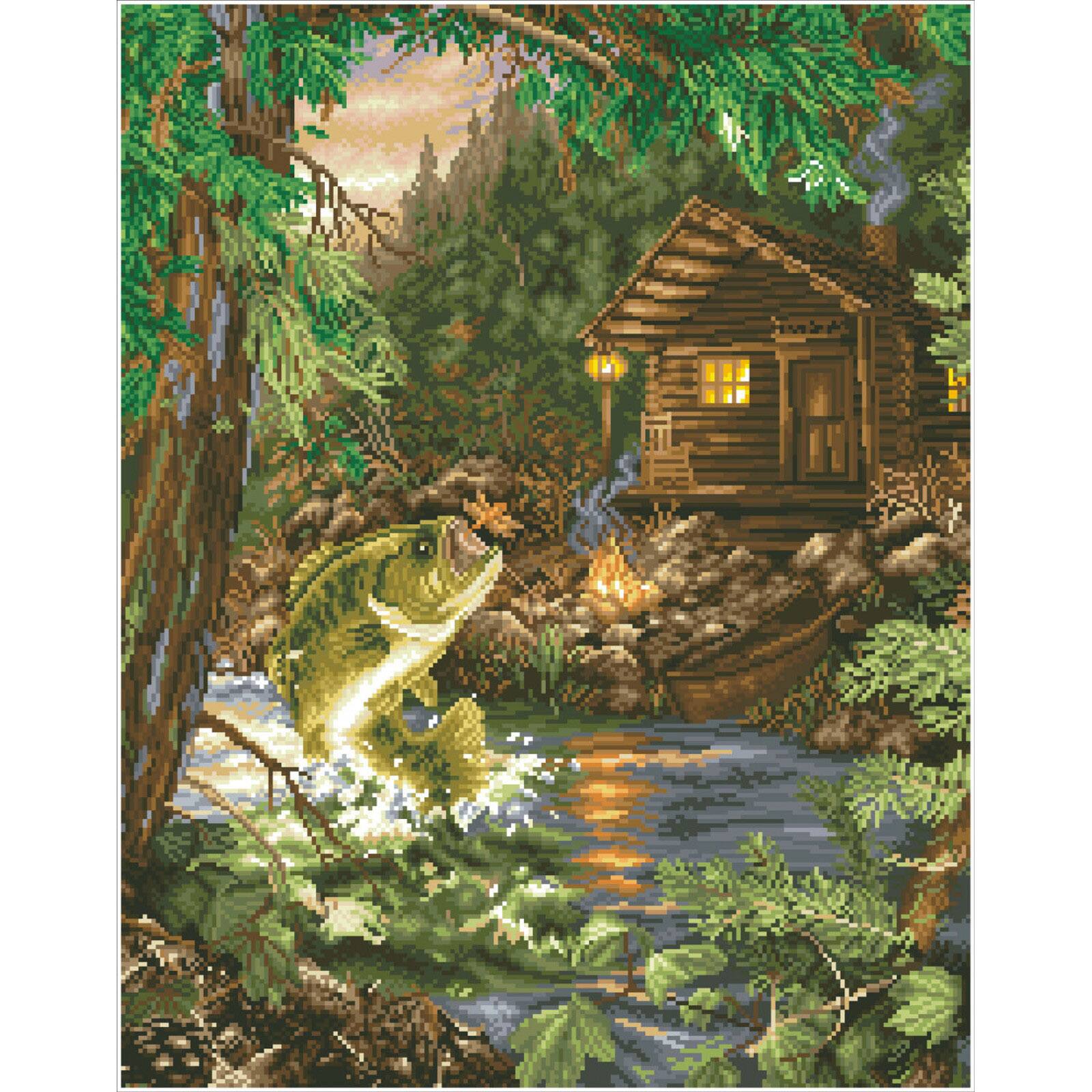 Diamond Dotz&#xAE; Intermediate Gone Fishing Diamond Painting Kit