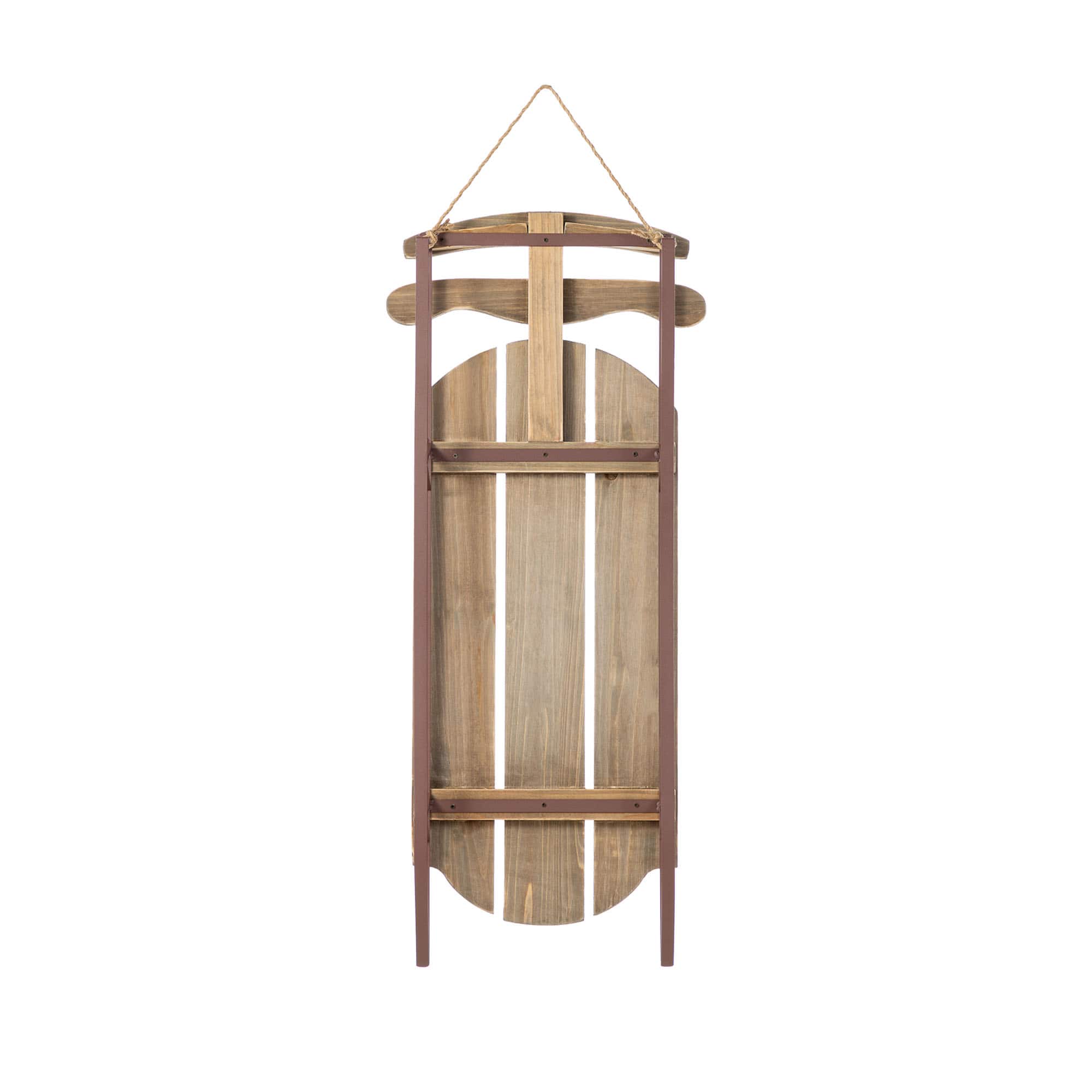 Glitzhome&#xAE; 34.25&#x22;&#xA0;Wooden Christmas Red Sleigh Porch Decor