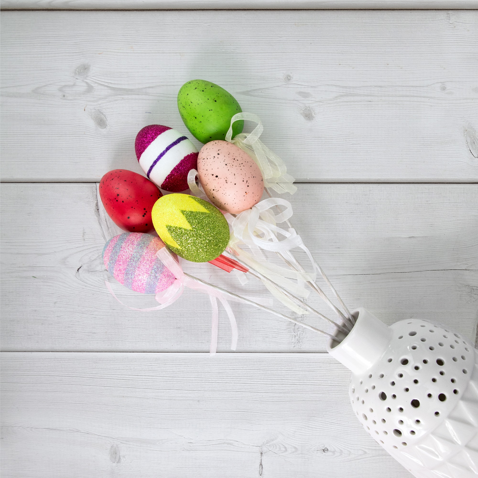 Colorful Speckled & Glittered Easter Egg Picks, 6ct.