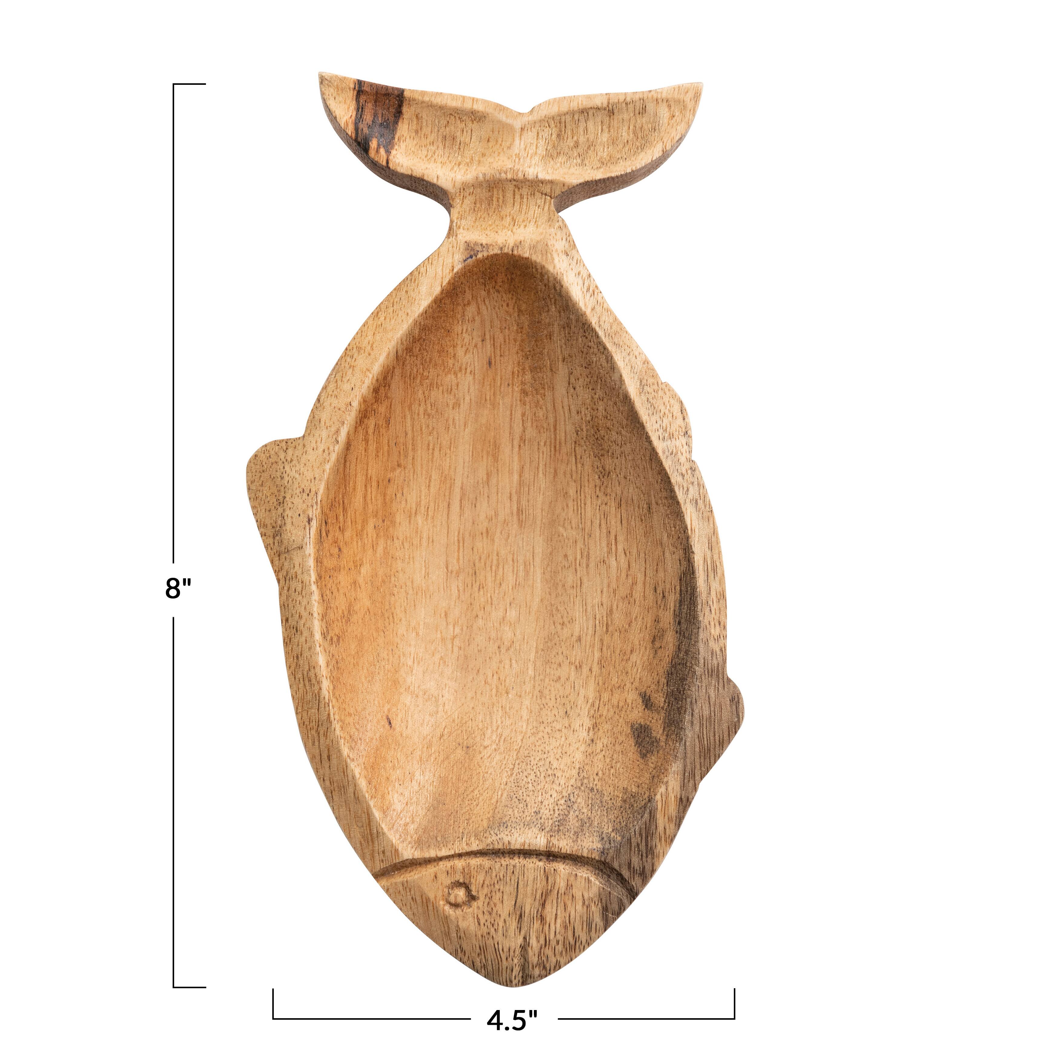 Hello Honey® 8" Coastal Carved Fish-Shaped Wood Serving Tray