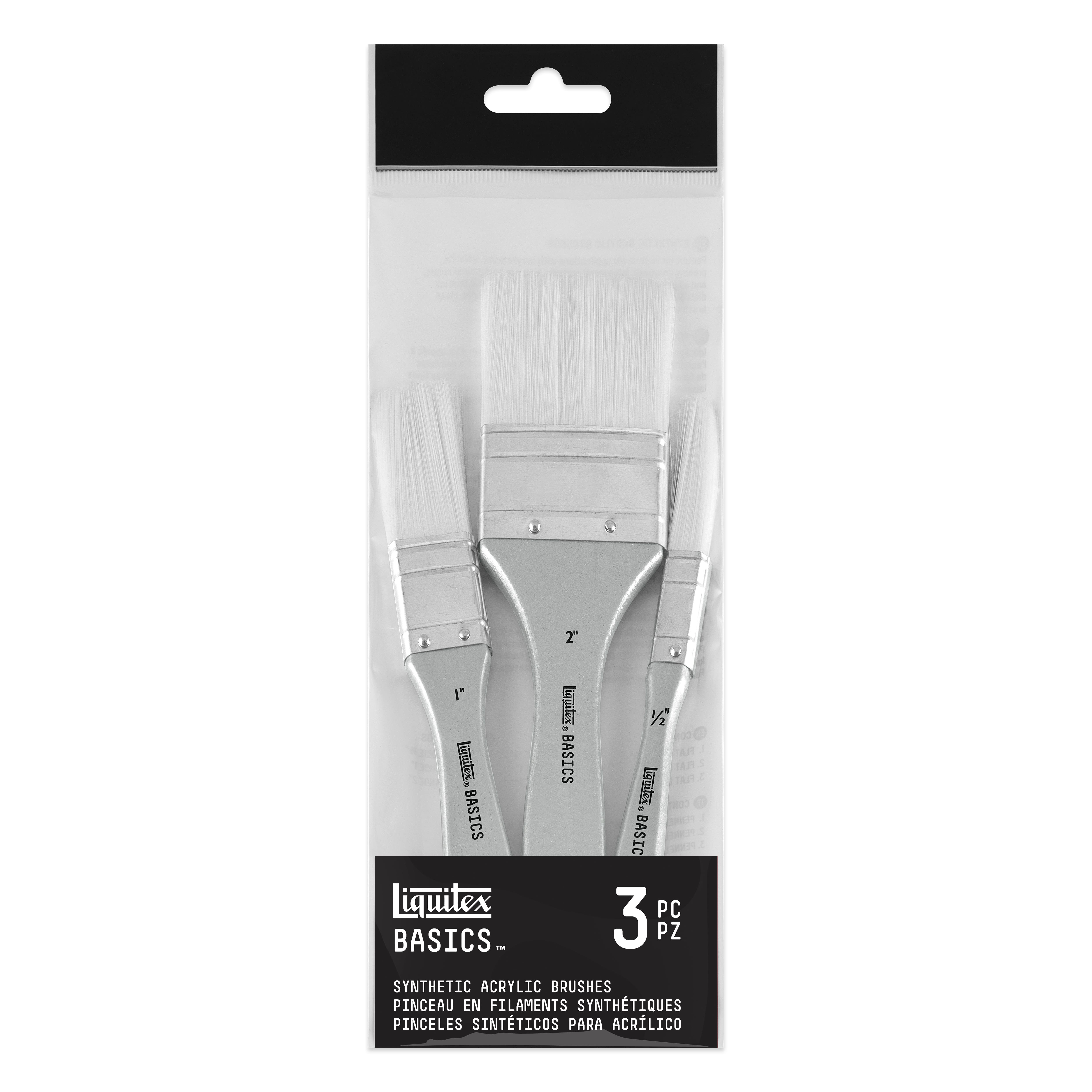 Liquitex&#xAE; BASICS&#xAE; Synthetic Hair 3 Piece Brush Set