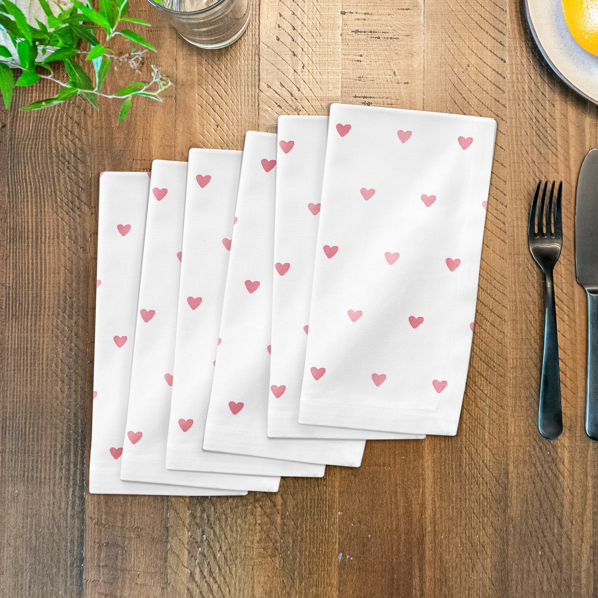Simple Heart Pattern 10" x 10" Cotton Twill Napkin