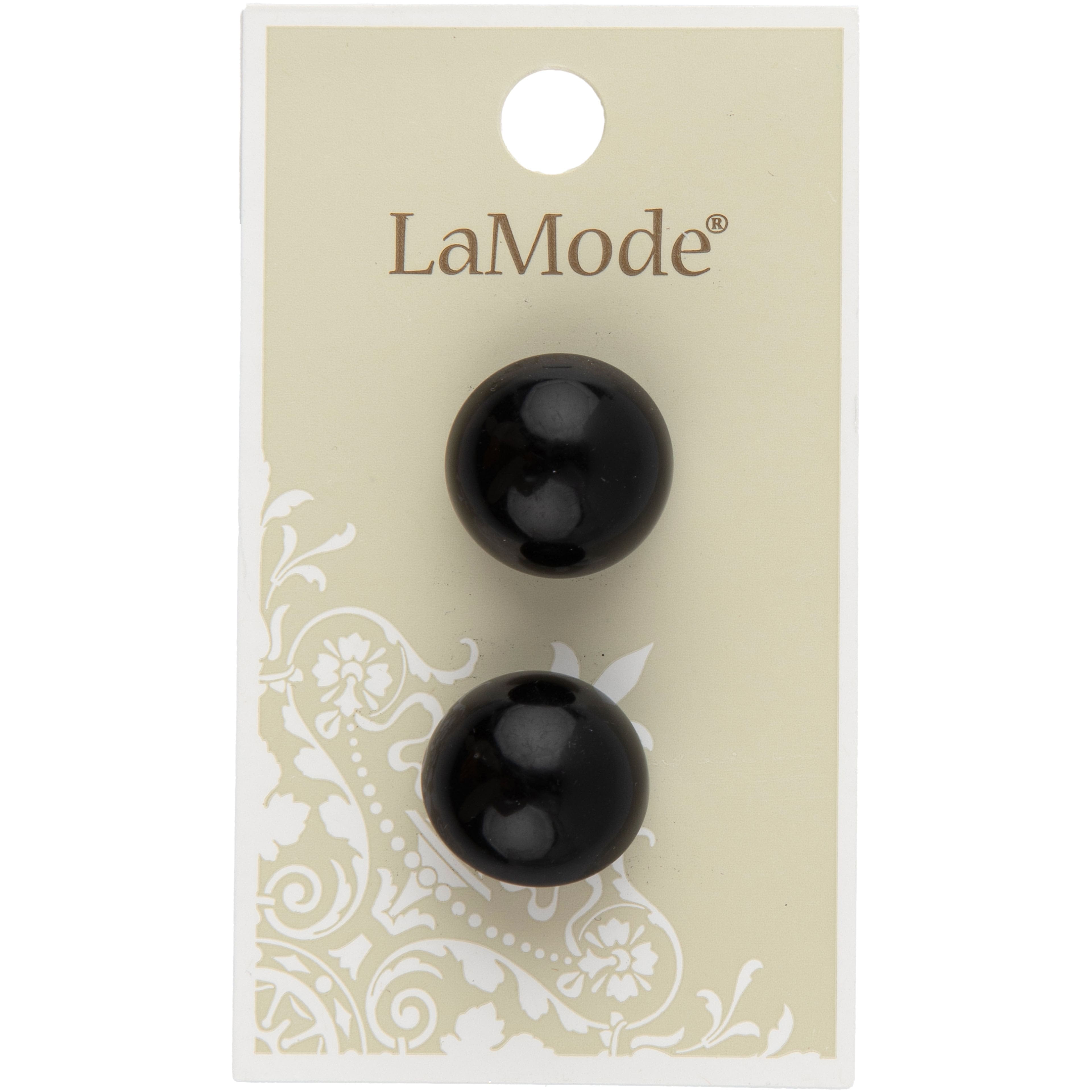 LaMode 3/4" Black Domed Shank Buttons, 2ct.
