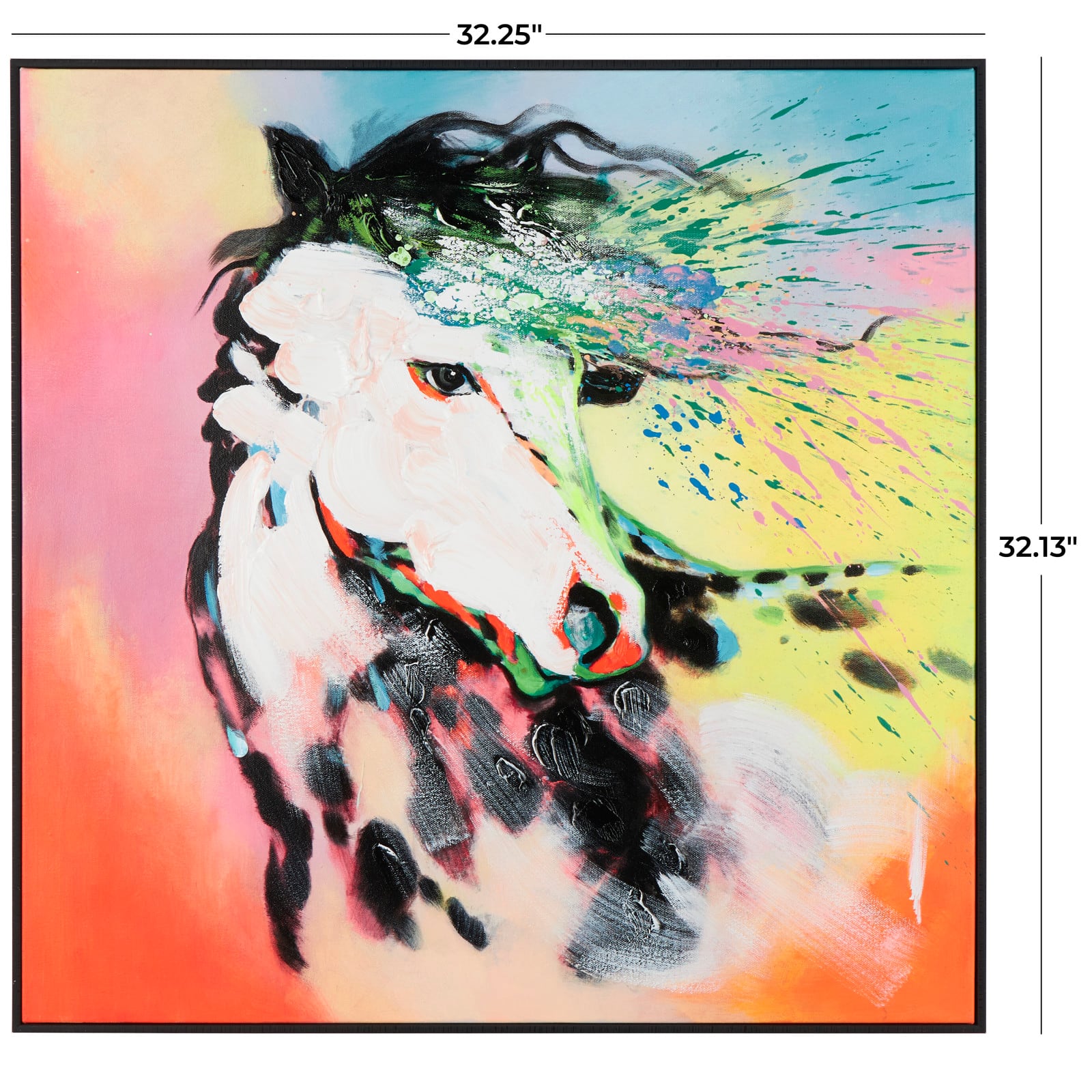 Multicolor Horse Abstract Paint Splatter Framed Canvas Wall Art