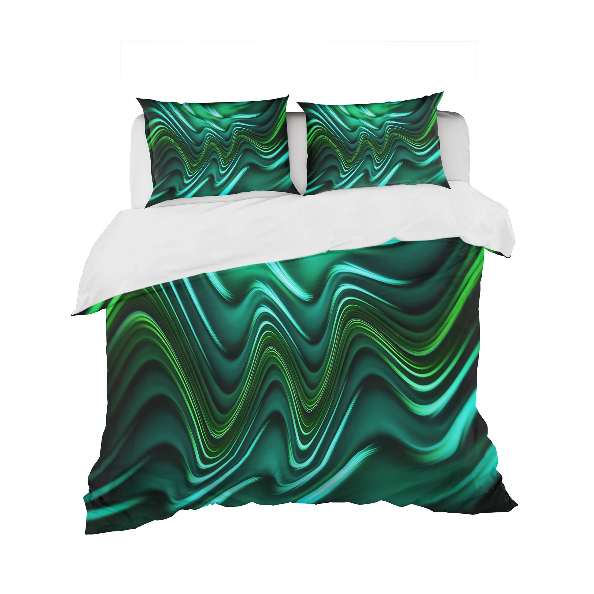 Designart &#x27;Emerald Energy Green Abstract&#x27; Modern &#x26; Contemporary Bedding Set - Duvet Cover &#x26; Shams