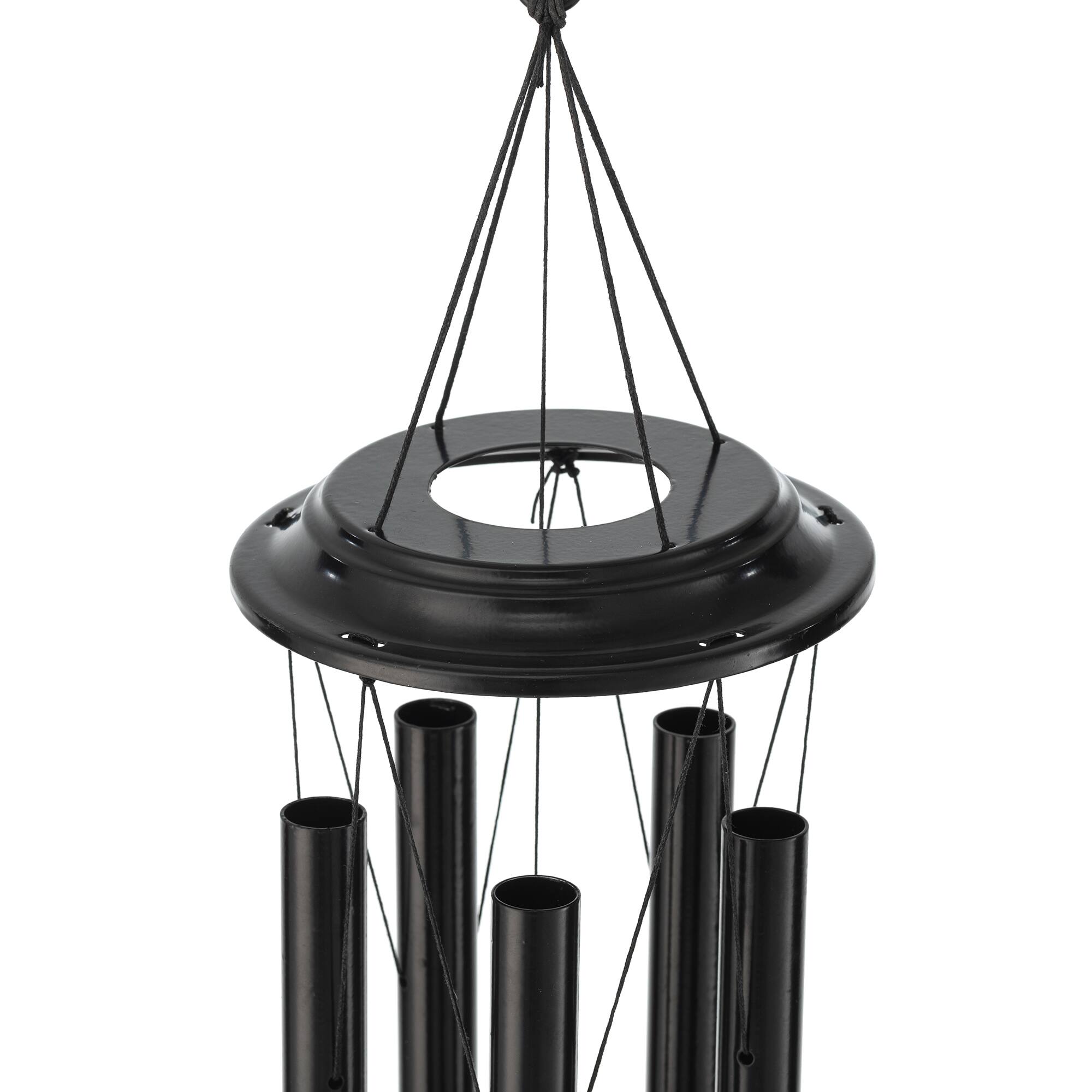 Glitzhome® 38" Matte Black Metal Black Windchime
