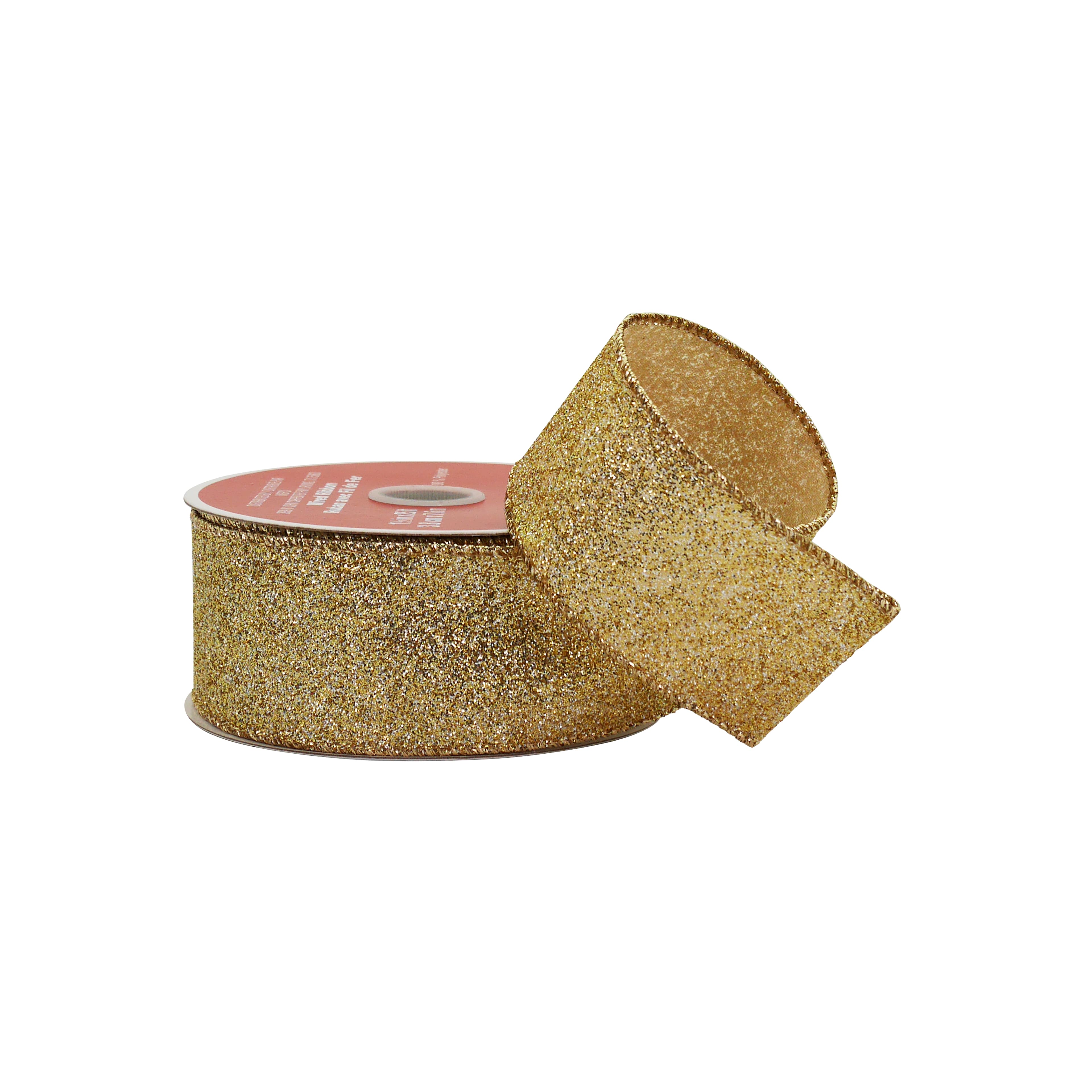 1.5&#x22; x 25ft. Champagne Wired Glitter Ribbon by Celebrate It&#xAE;