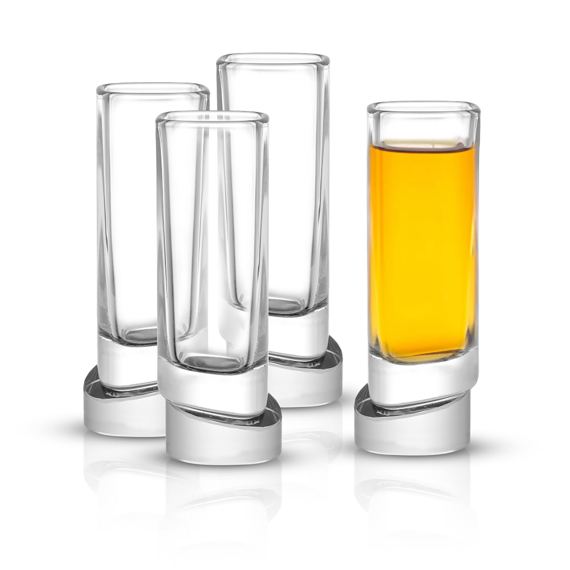 JoyJolt® 1.5oz. Aqua Vitae Square Off Base Shot Glasses, 4ct.