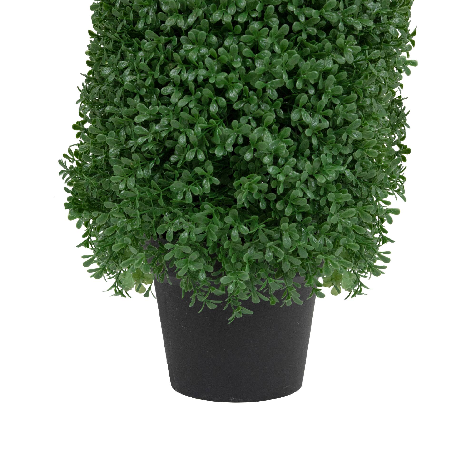 30" Unlit Artificial Boxwood Cone Topiary Tree with Round Pot
