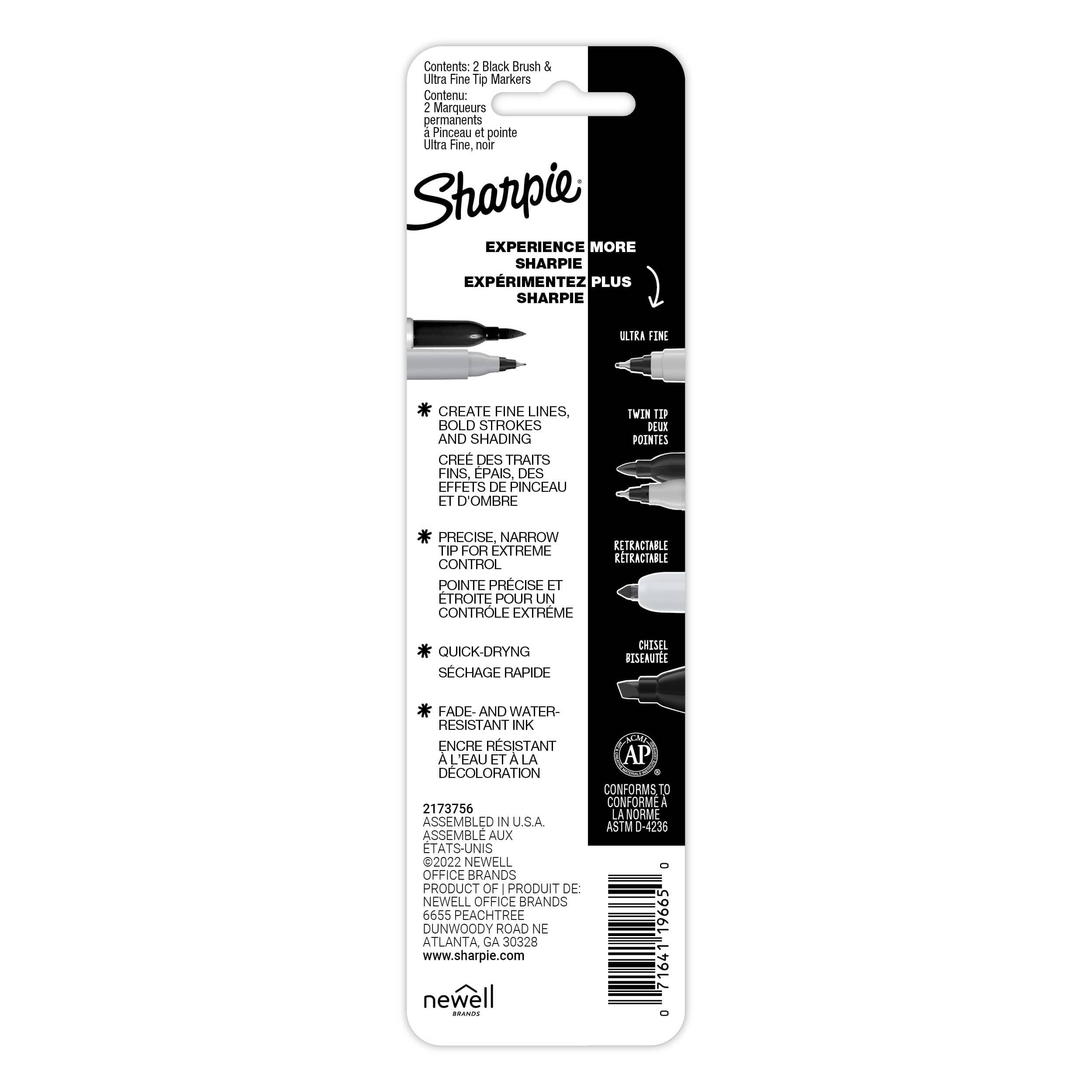 Sharpie&#xAE; Black Brush Twin Permanent Markers, 2ct.