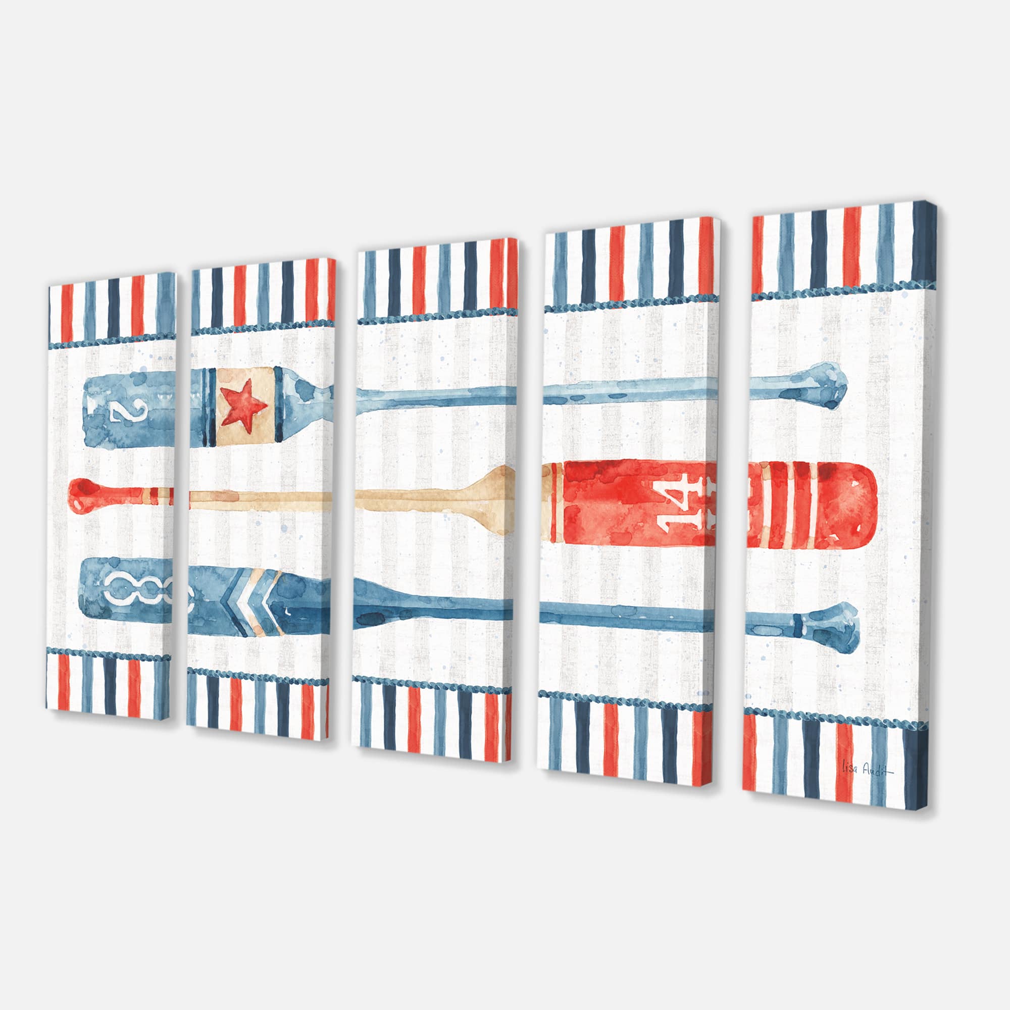 Designart - Watercolor Nautical paddles - Nautical &#x26; Coastal Canvas Artwork