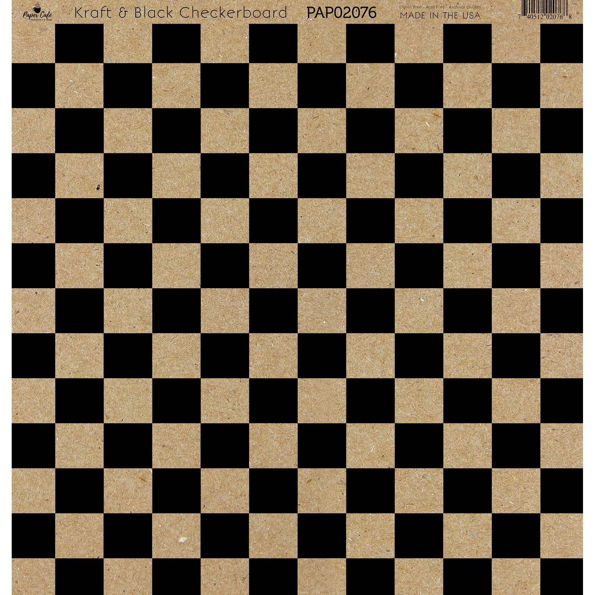 Paper Caf&#xE9; Kraft &#x26; Black Checkerboard 12&#x22; x 12&#x22; Cardstock, 15 Sheets