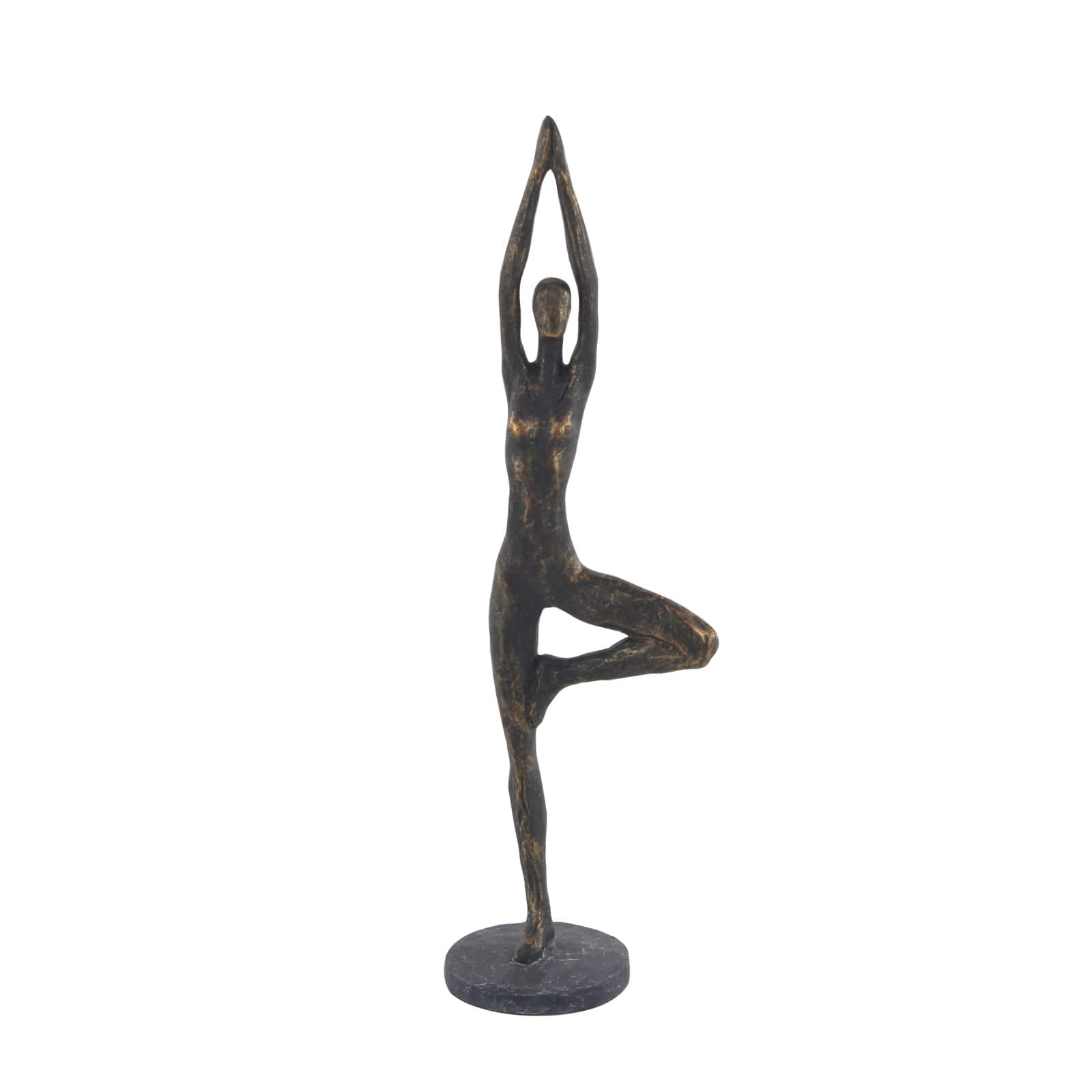 Brass Polystone Modern Sculpture, Yoga 18&#x22; x 6&#x22; x 4&#x22;