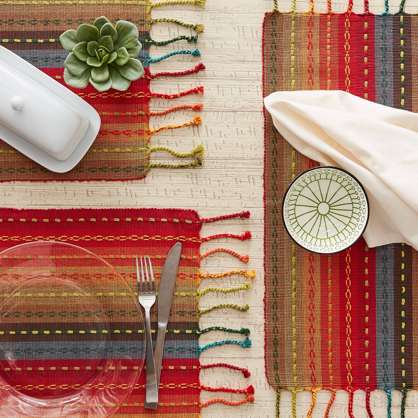 DII® Spice Tonal Stripe With Fringe Placemats, 6ct.