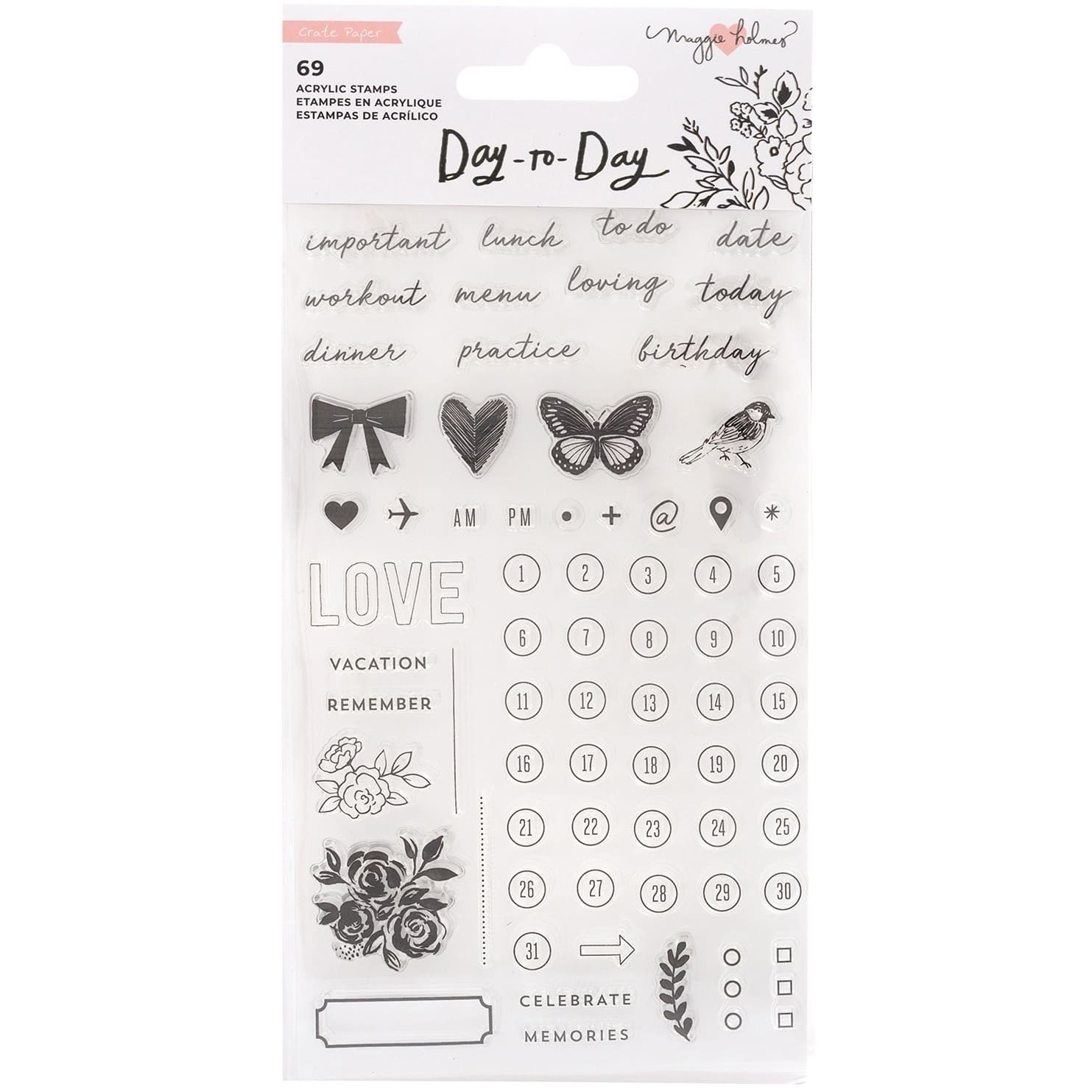 American Crafts&#x2122; Maggie Holmes Day-To-Day Planner Clear Stamp Set