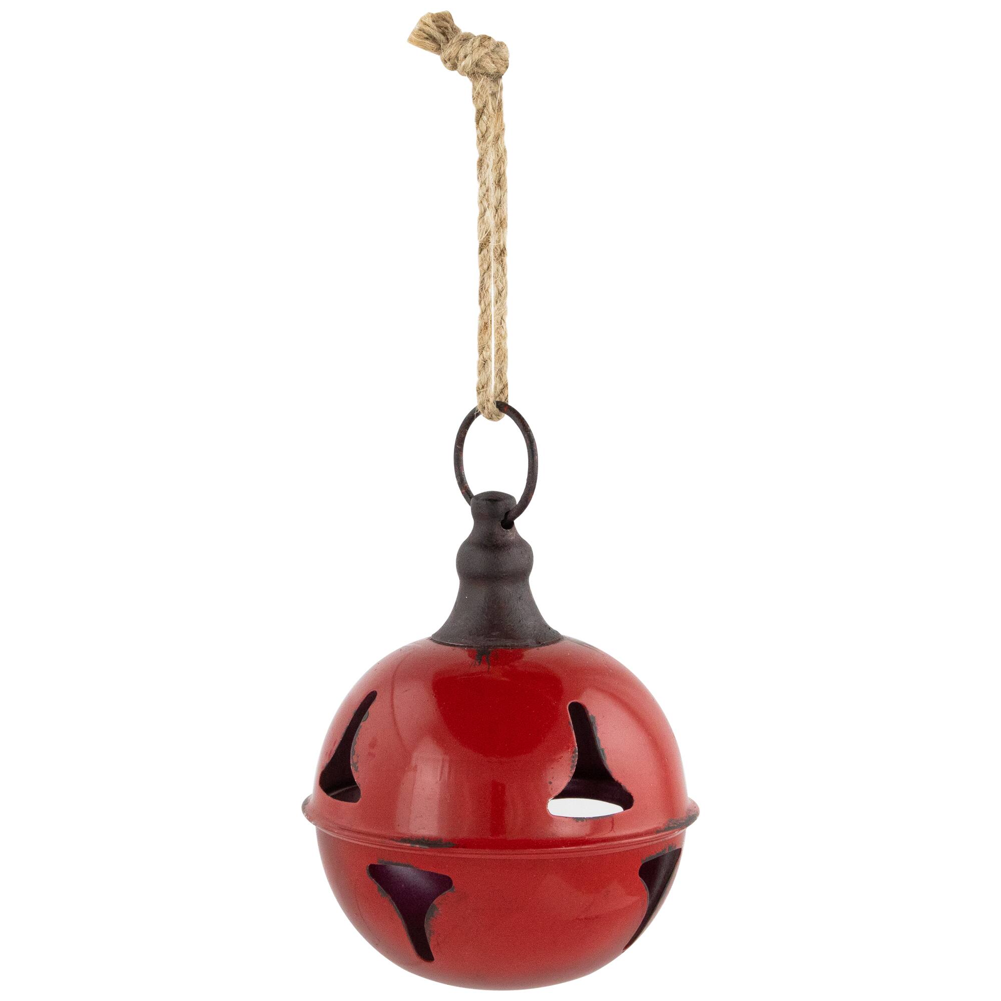 7" Red Metal Jingle Bell Hanging Christmas Decoration