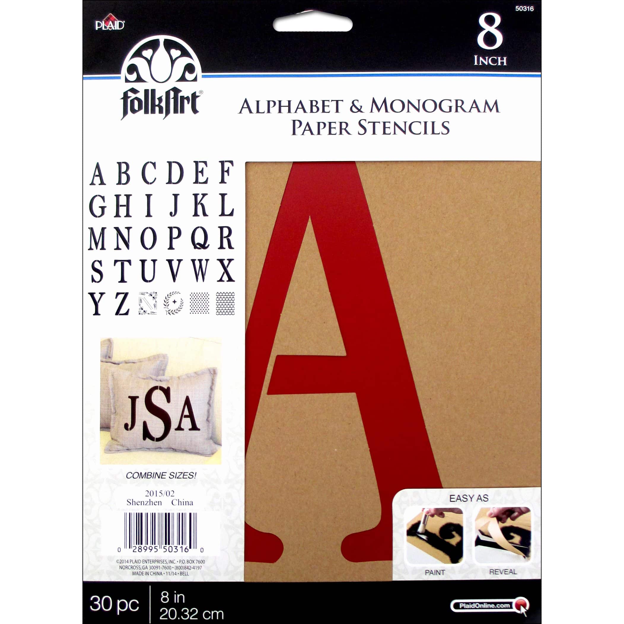 PLAID FolkArt 8 Serif Alphabet & Monogram Paper Stencils