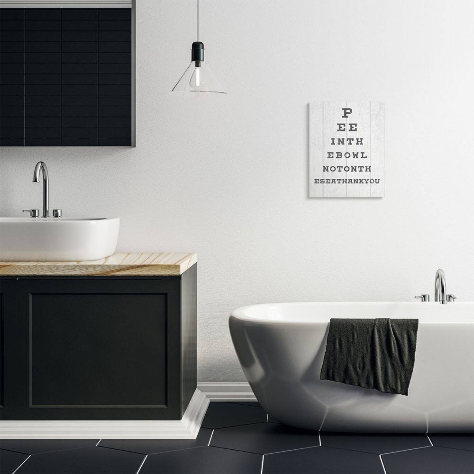 Stupell Industries Bathroom &#x22;Pee in the Bowl&#x22; Seeing Eye Chart Canvas Wall Art