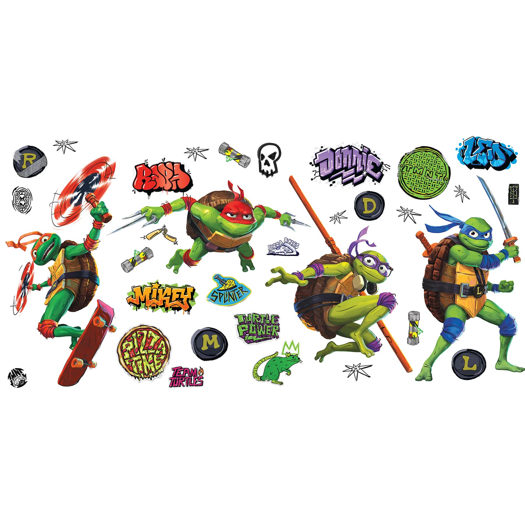 RoomMates Teenage&#xA0;Mutant&#xA0;Ninja Turtles&#xA0;Mutant&#xA0;Mayhem&#xA0;Characters&#xA0;Peel &#x26; Stick Wall Decals