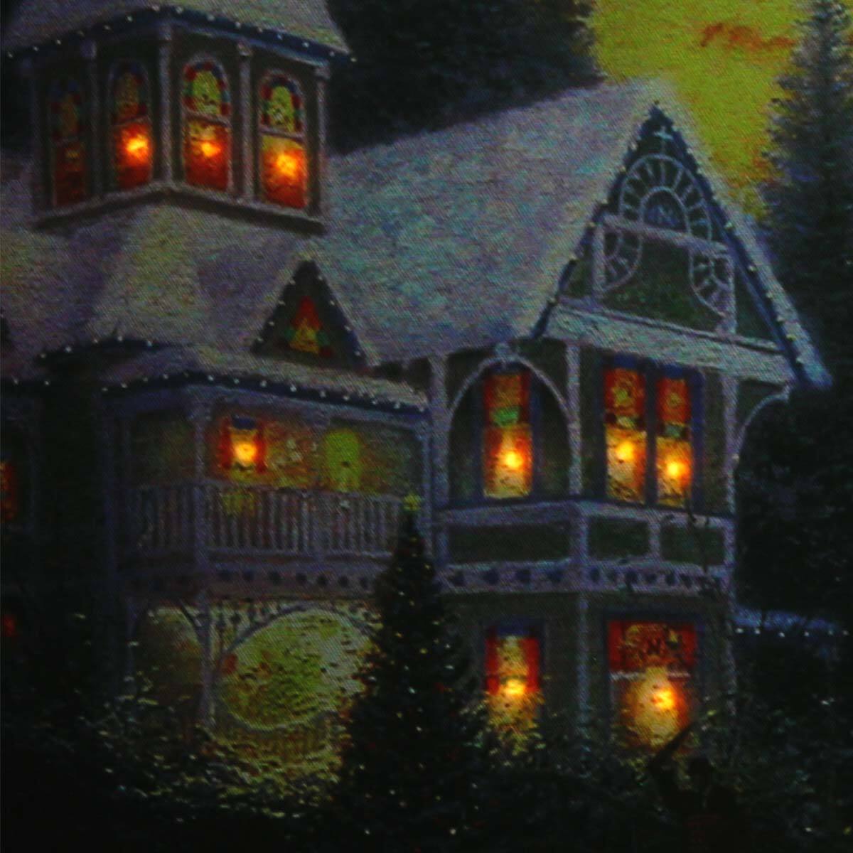 LED Lighted Victorian Christmas At Sunset Canvas Wall Art