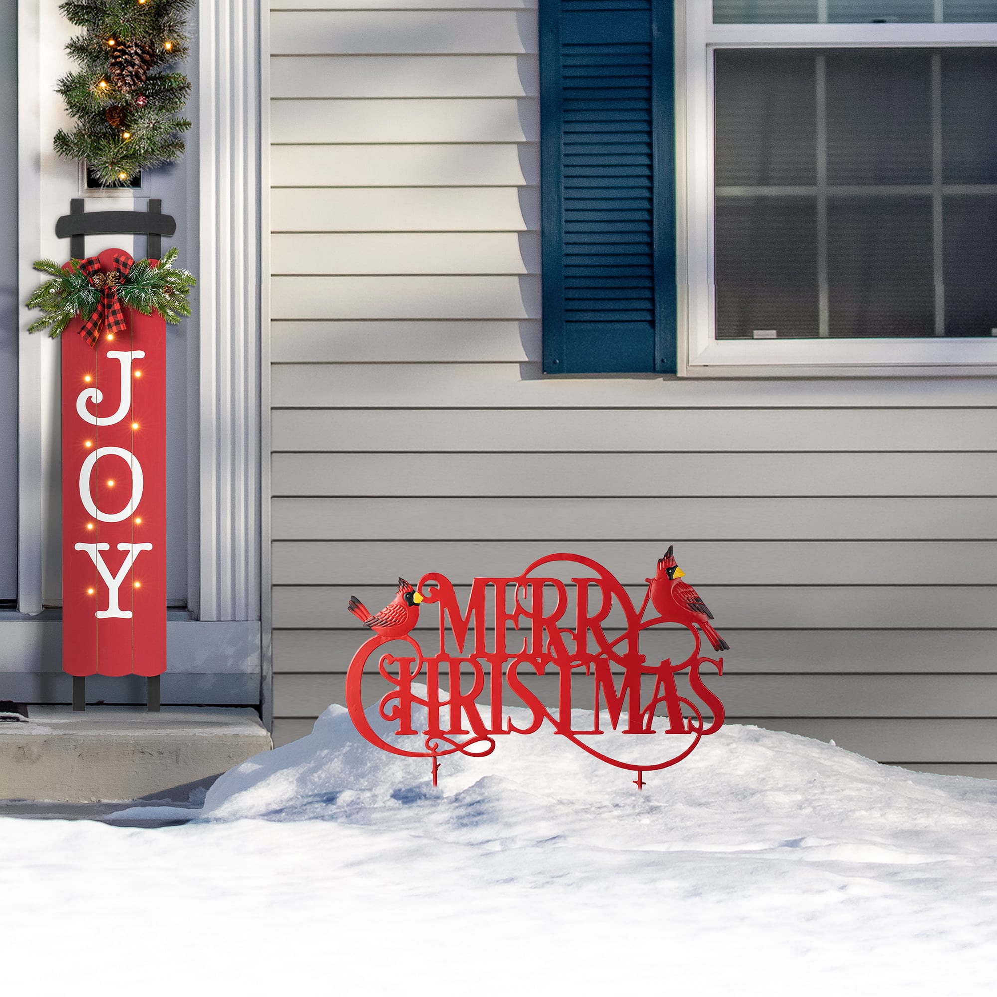 Glitzhome&#xAE; 2ft. Merry Christmas Metal Yard Stake