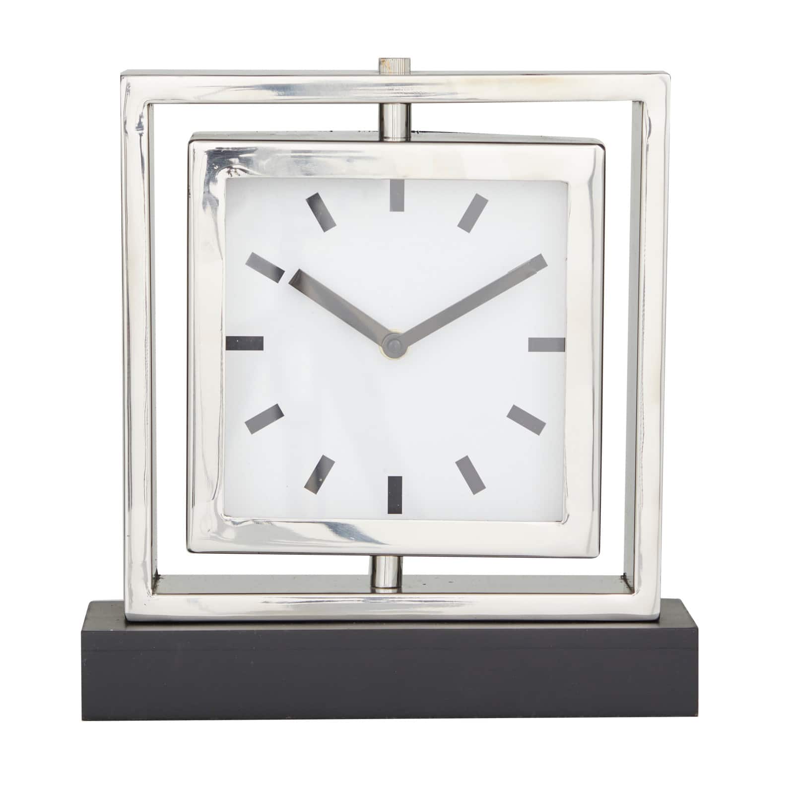 Silver Stainless Steel Glam Clock, 9" x 3" x 10"