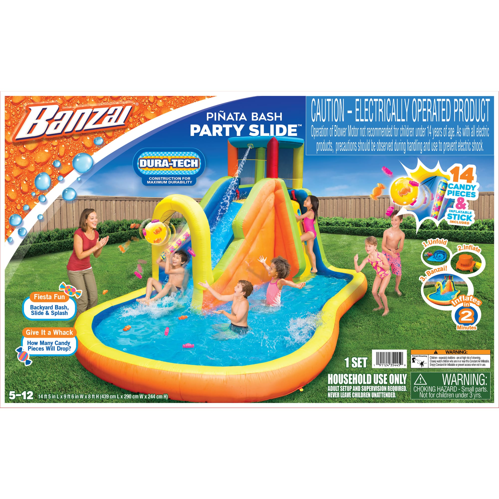 Banzai&#xAE; 14ft. Inflatable Pi&#xF1;ata Bash Party Slide&#x2122; Water Park