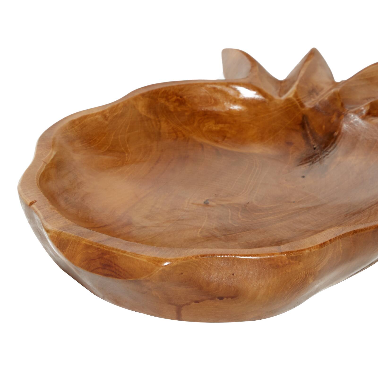 Natural Brown Pineapple Teak Wood Bowl Set