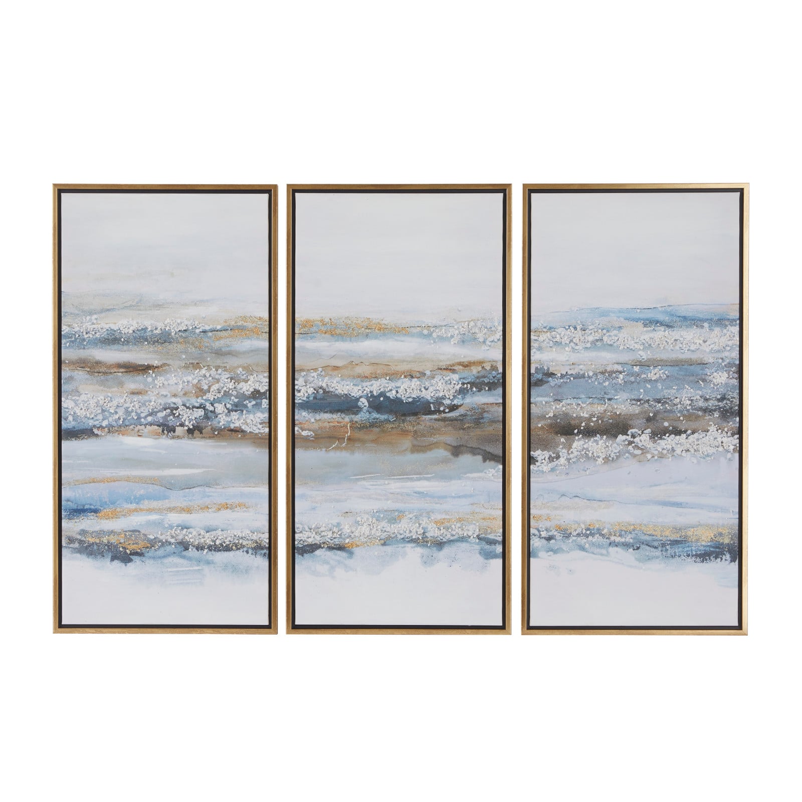 Blue Polystone Contemporary Framed Wall Art, Set of 3 20&#x22;, 39&#x22;