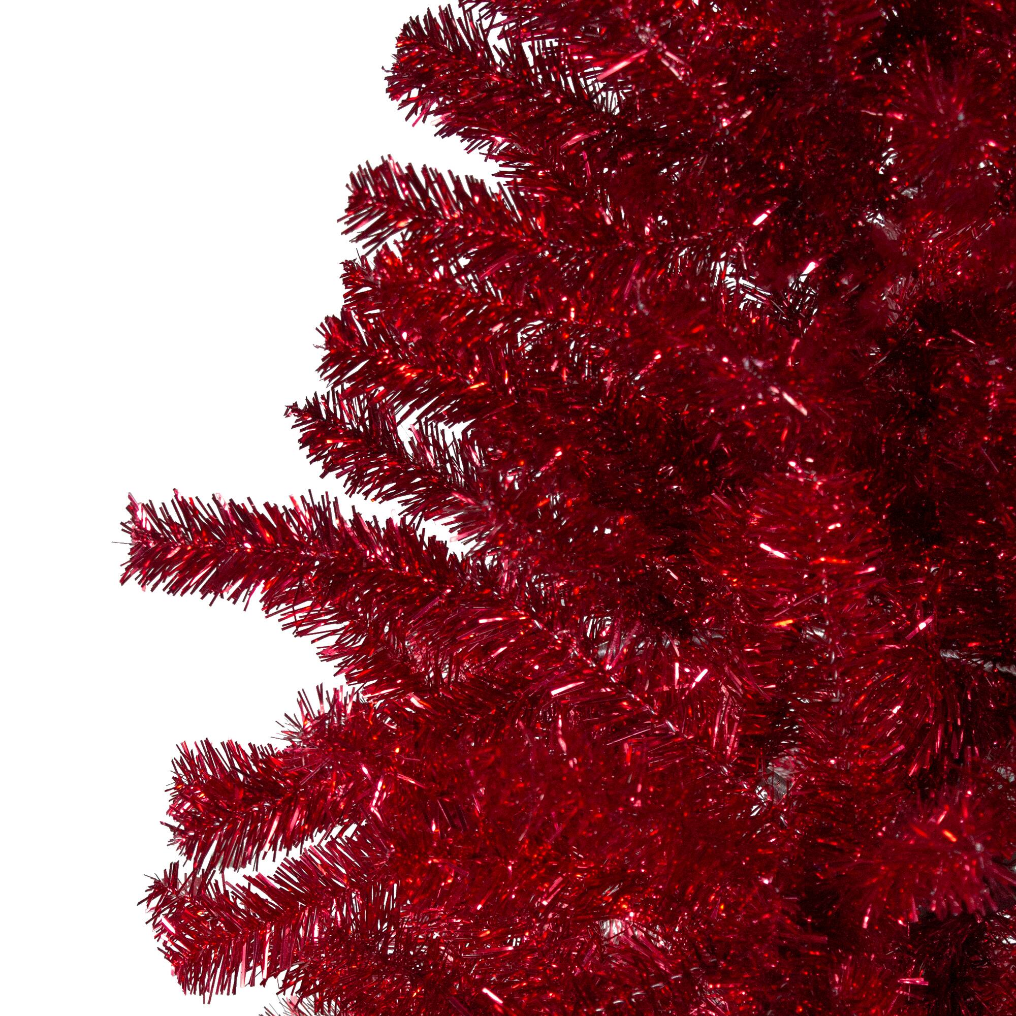 6ft. Unlit Metallic Red Tinsel Artificial Christmas Tree