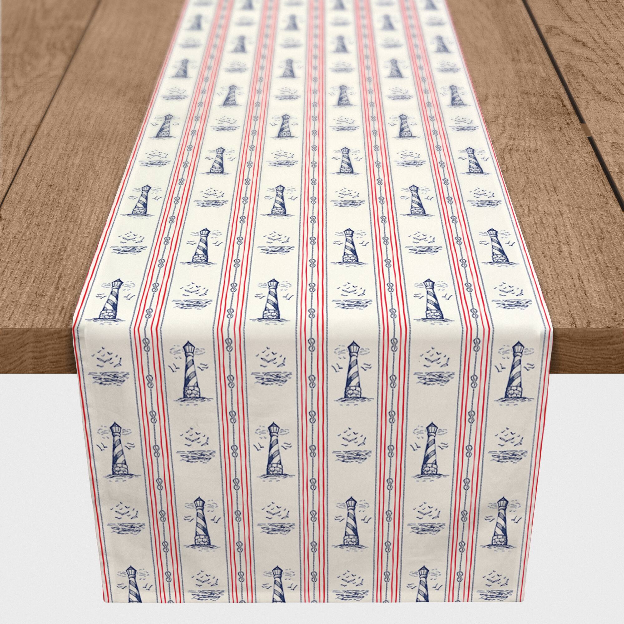 Nautical Lighthouses Poly Twill Table Runner