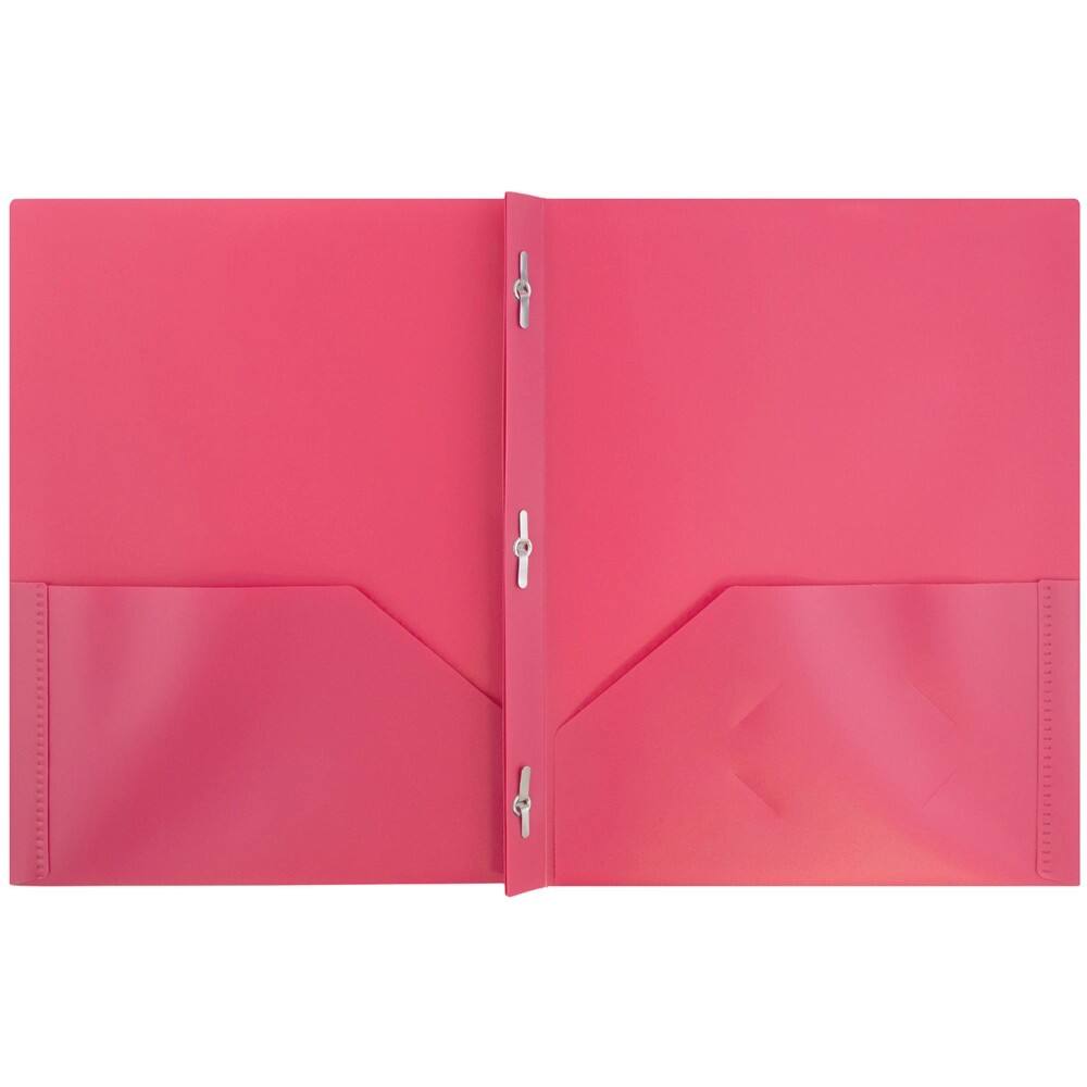 JAM Paper 9.5" x 11.5" Assorted Plastic 2 Pocket School POP Folders with Clasps, 6ct.