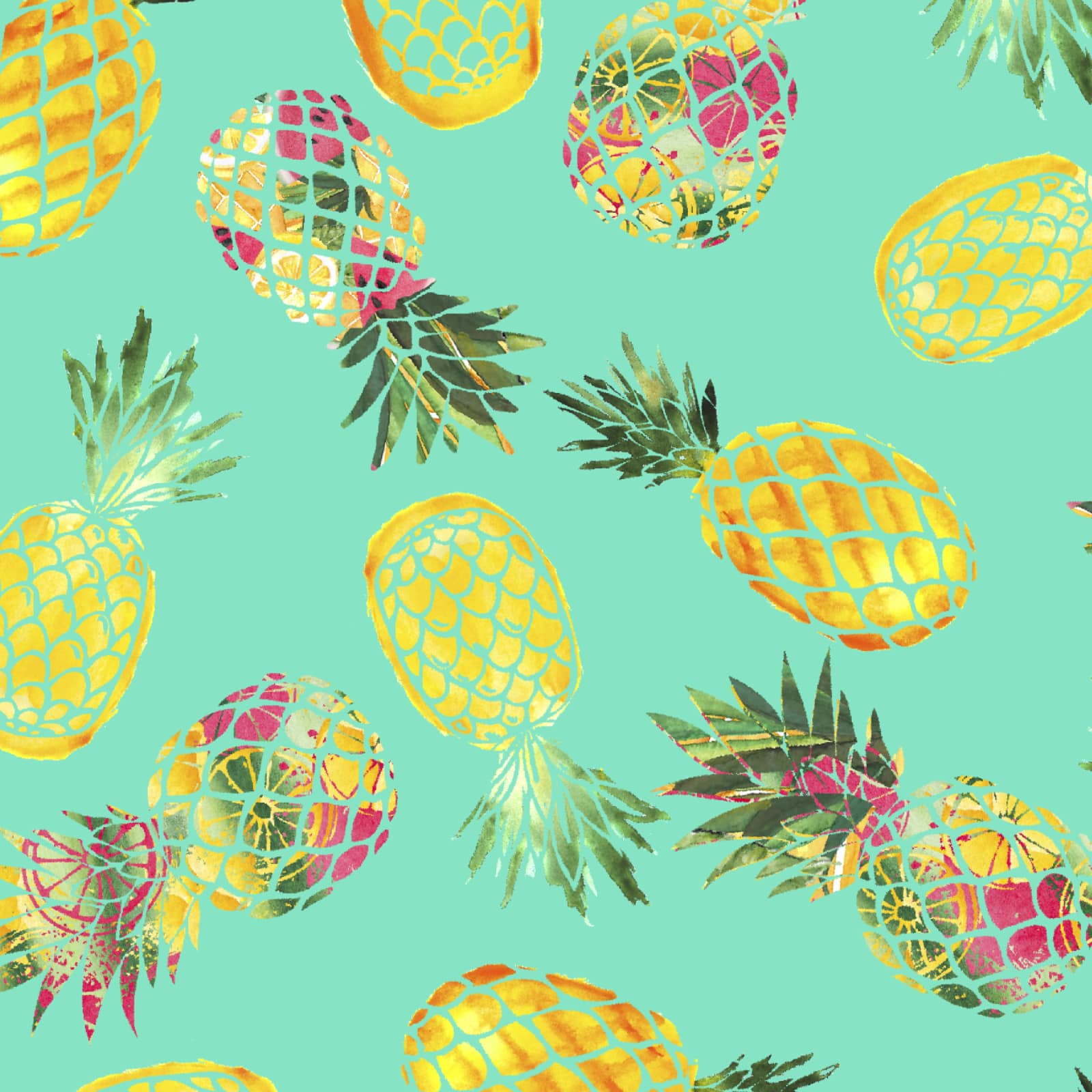 Turquoise Pineapple Cotton Fabric Bundle by Loops &#x26; Threads&#x2122;