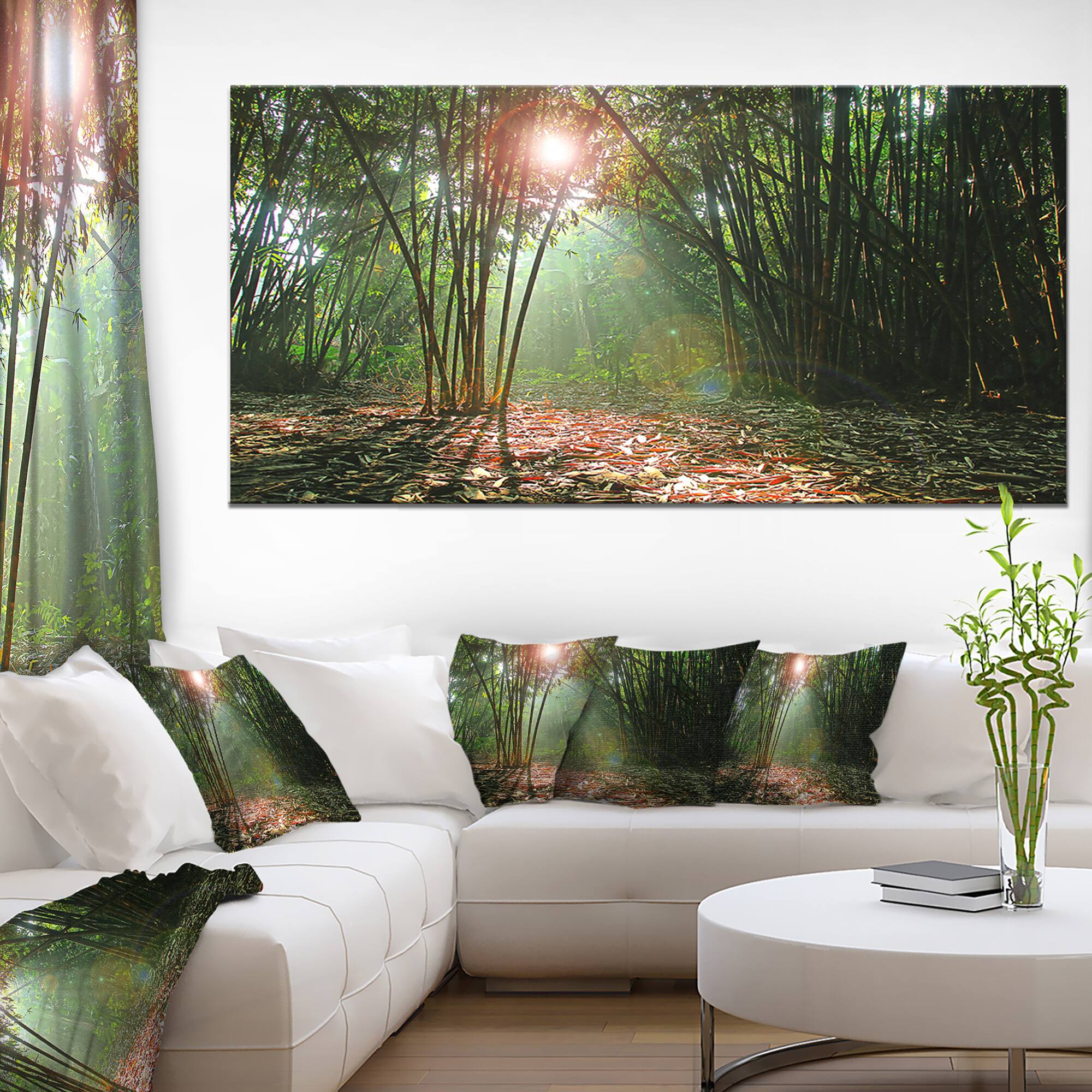 Designart - Amazing Green Forest at Sunset - Large landscape Canvas Art Print