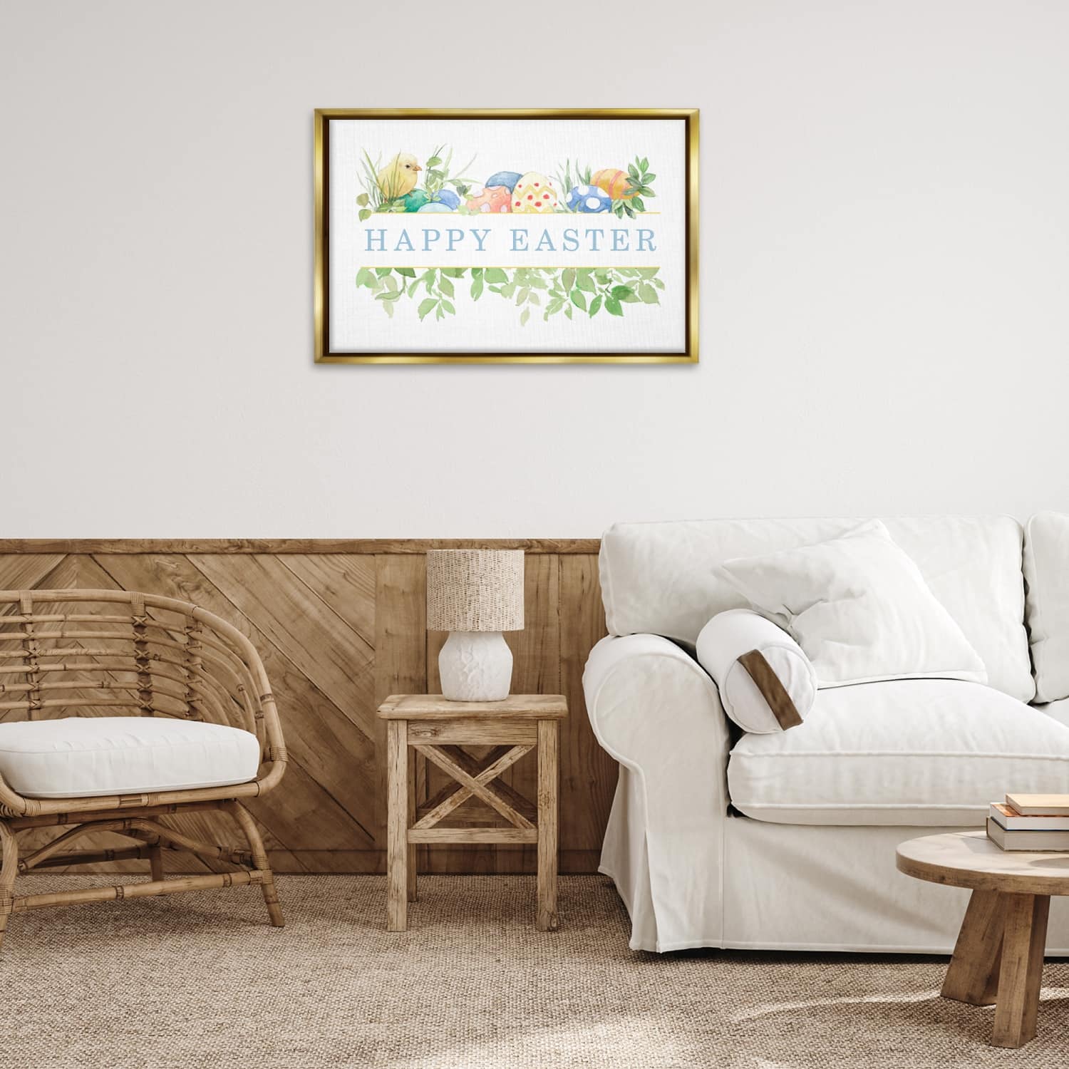 Stupell Industries Floral Happy Easter Floater Framed Art