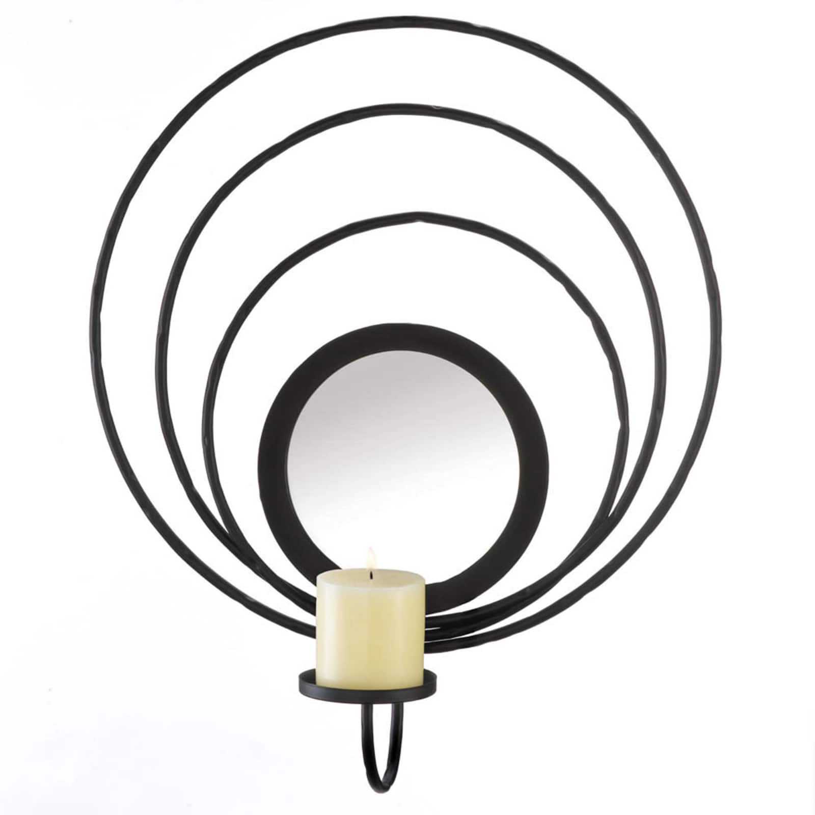 21&#x22; Circle Mirror Candle Wall Sconce