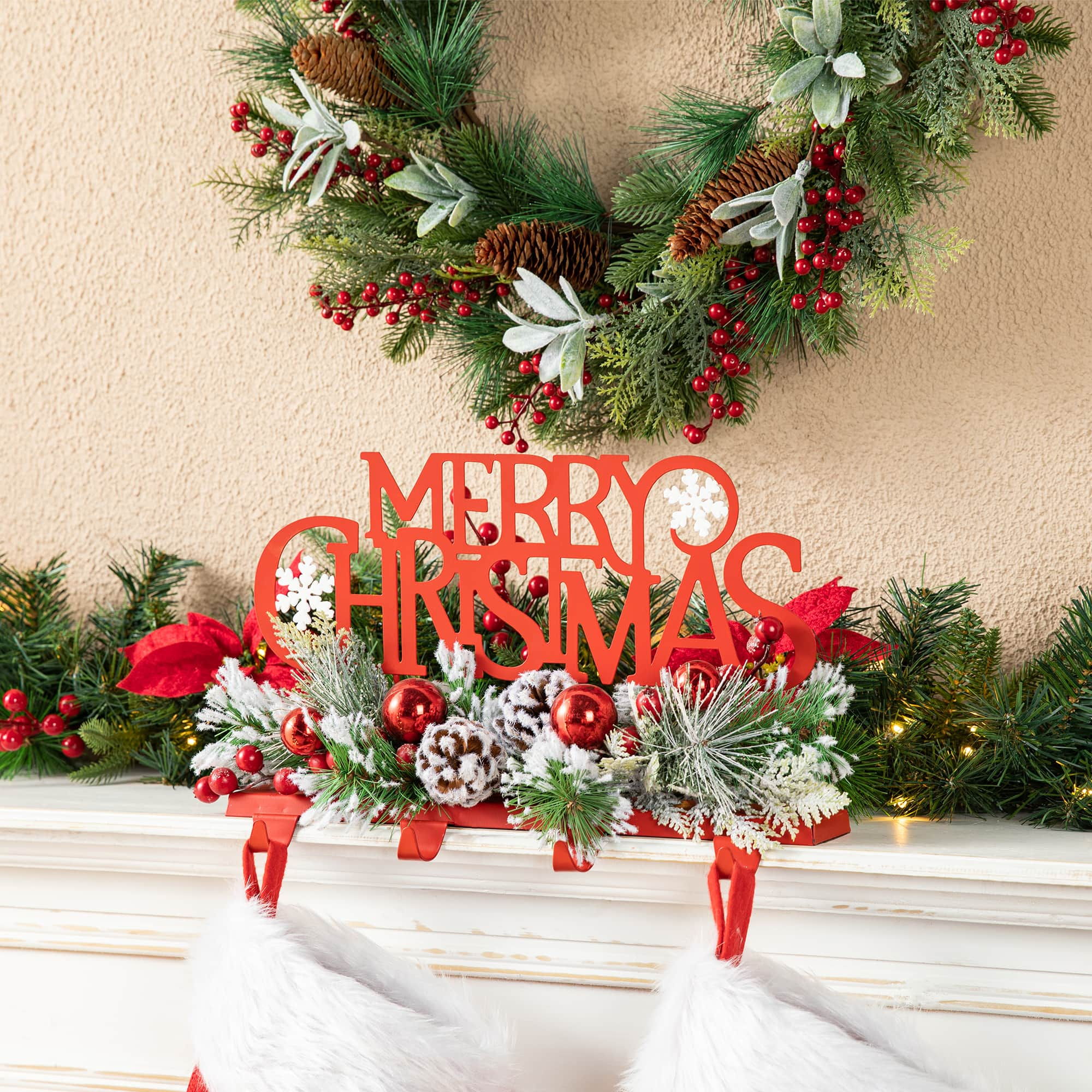 Glitzhome&#xAE; 14.5&#x22; Merry Christmas Metal Stocking Holder