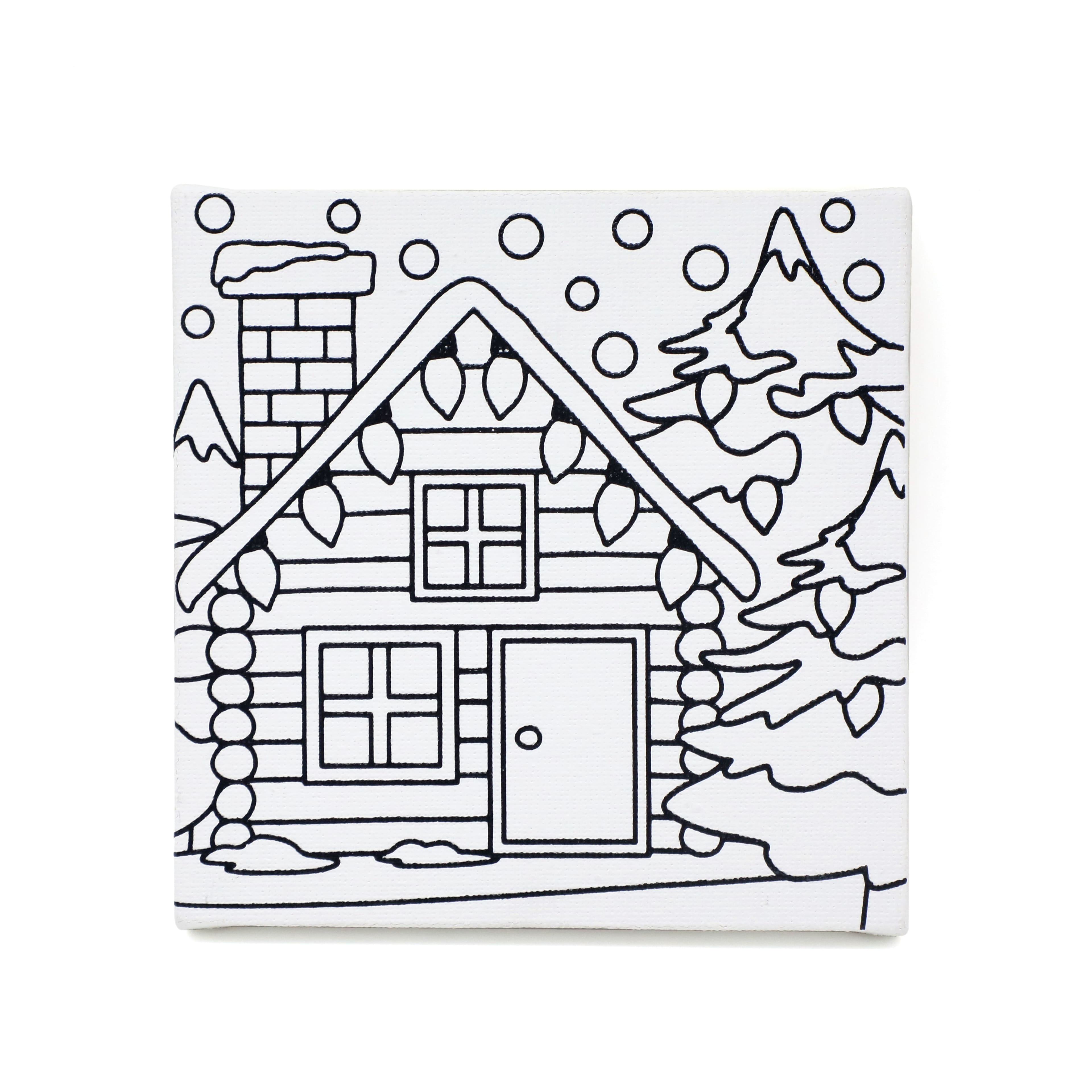 5&#x22; x 5&#x22; Log Cabin Canvas Painting Kit by Artist&#x27;s Loft&#x2122;