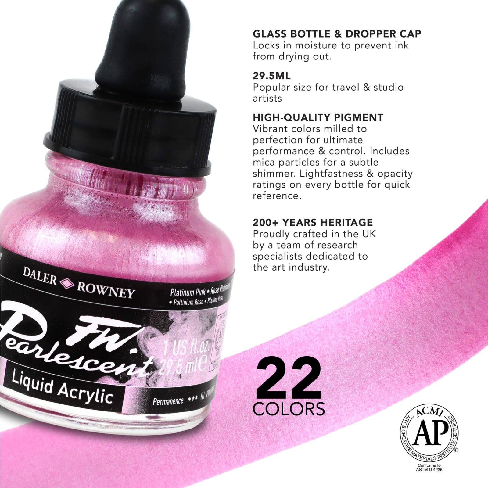 Daler-Rowney® 1oz. FW Pearlescent Liquid Acrylic Ink