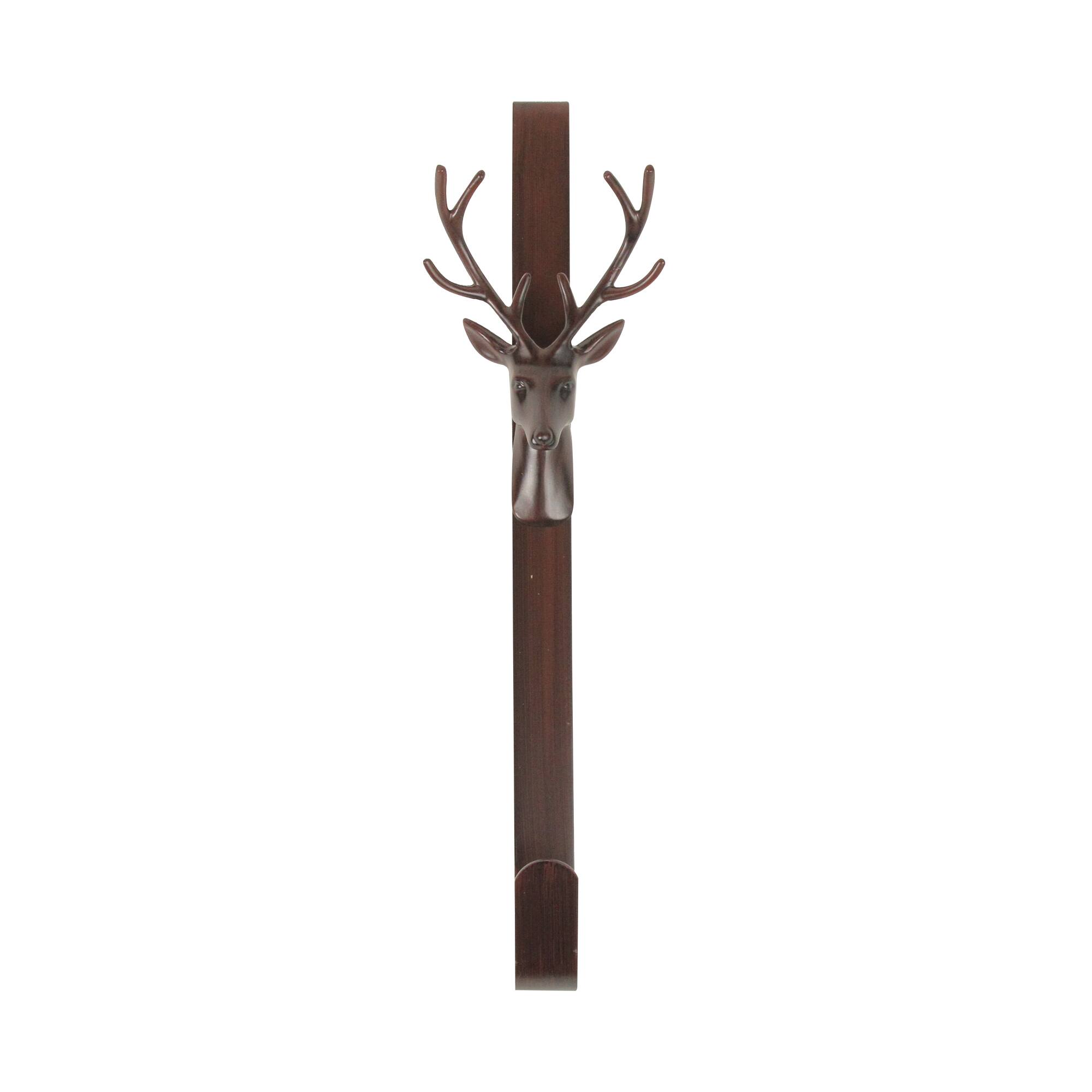 15.25" Brown Rustic Deer Over the Door Wreath Hanger