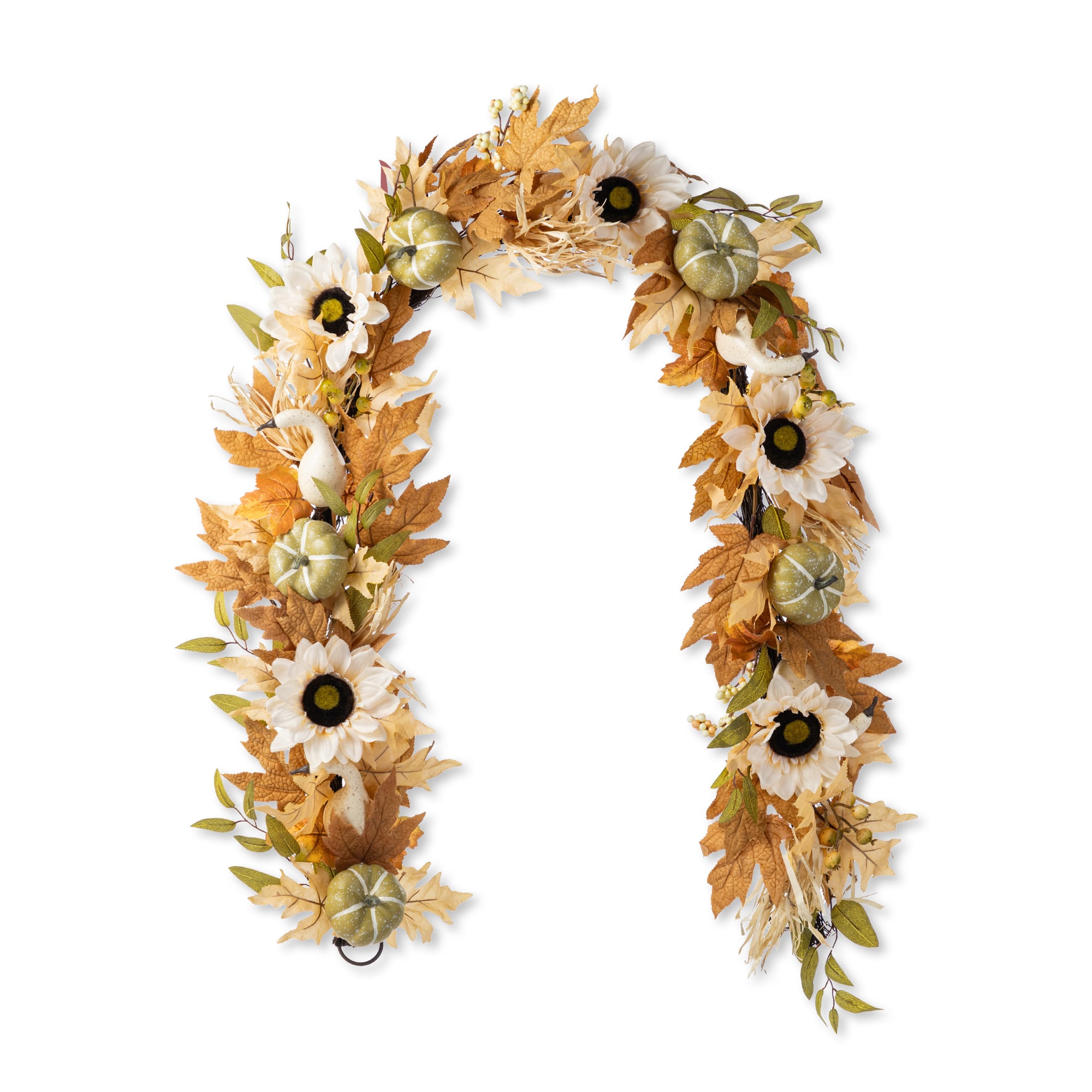 Glitzhome&#xAE; 72&#x22; Fall Neutral Sunflower, Pumpkin and Leaf Garland