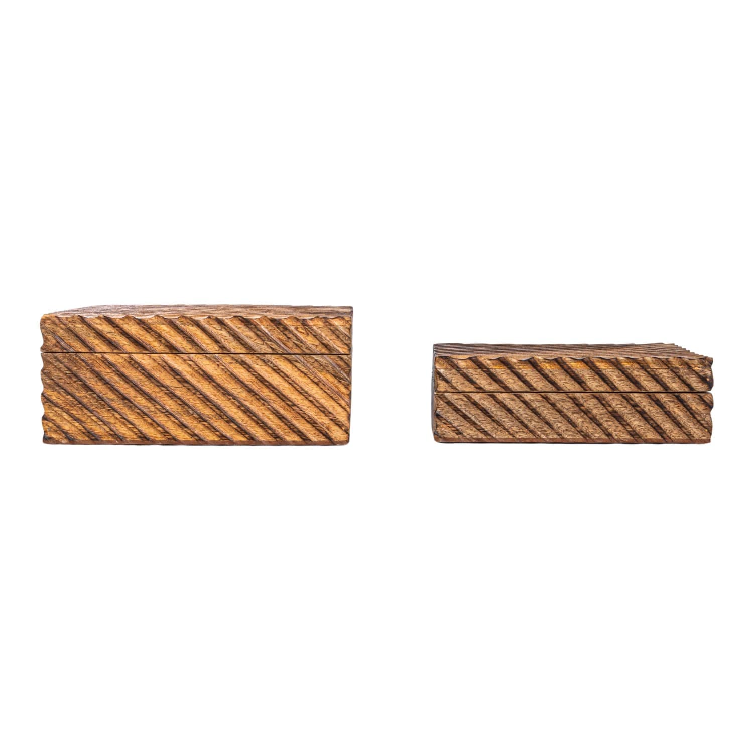 Hello Honey&#xAE; Burnt Finish Hand Carved Mango Wood Nesting Box Set