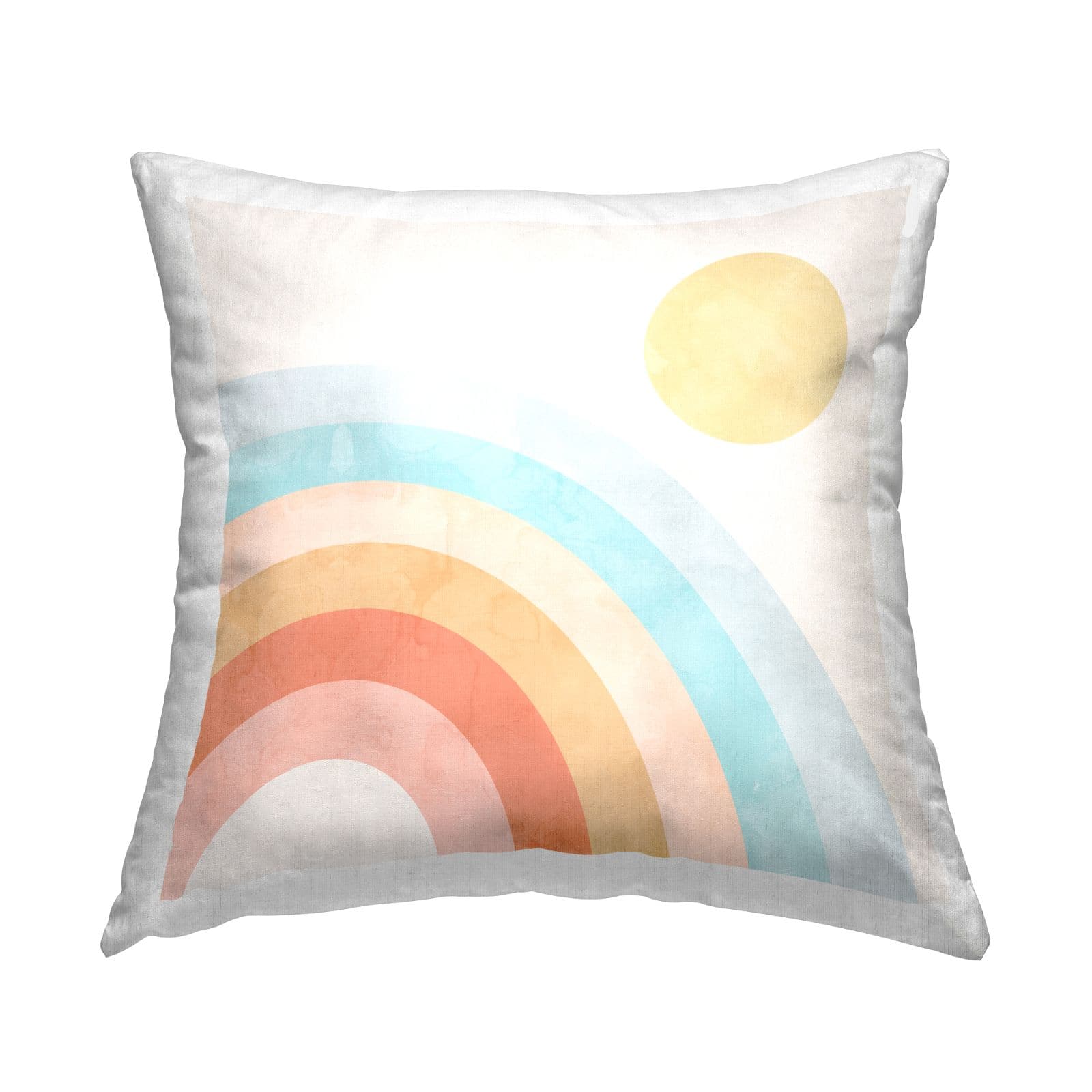 Stupell Industries Retro Rising Sun Pastel Arch Rainbow Throw Pillow, 18" x 18"