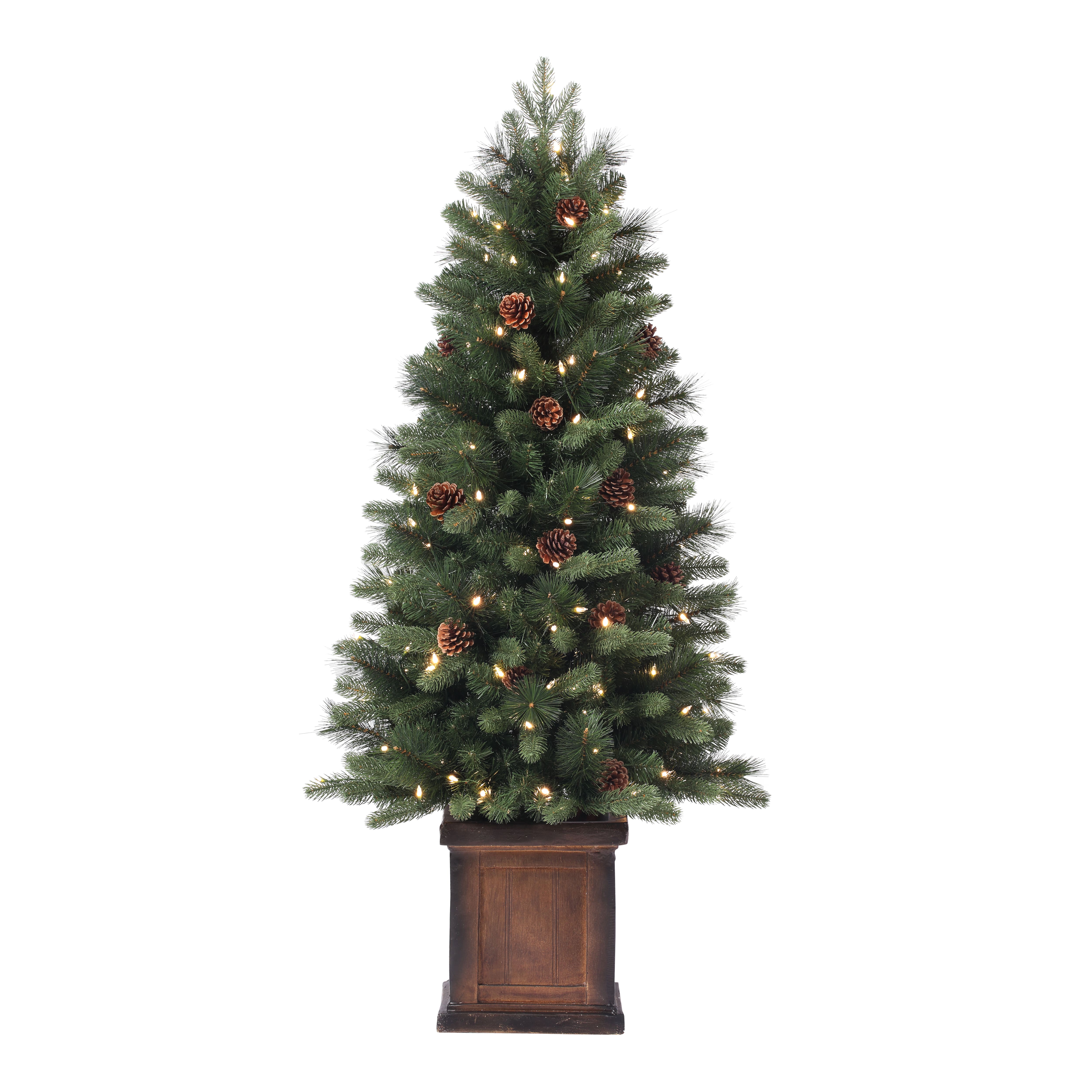 4.5ft. Pre-Lit Brookdale Fir Artificial Potted Christmas Tree, Color Changing T5 LED Lights
